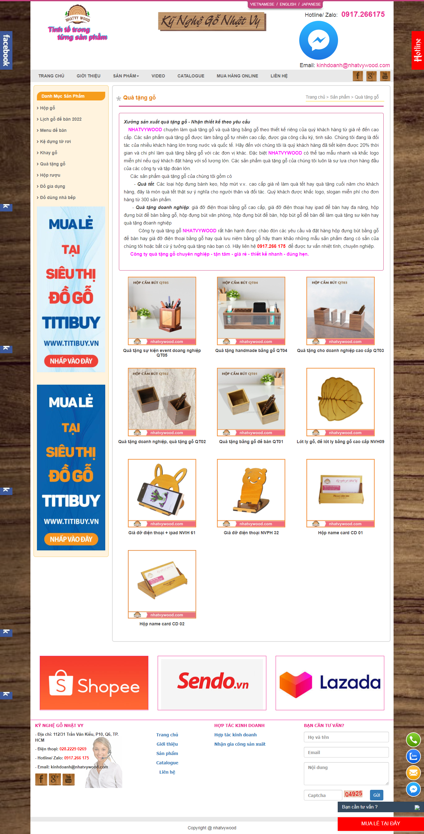 Thiết kế Website web quà lưu niệm gỗ - wwwnhatvywoodcom