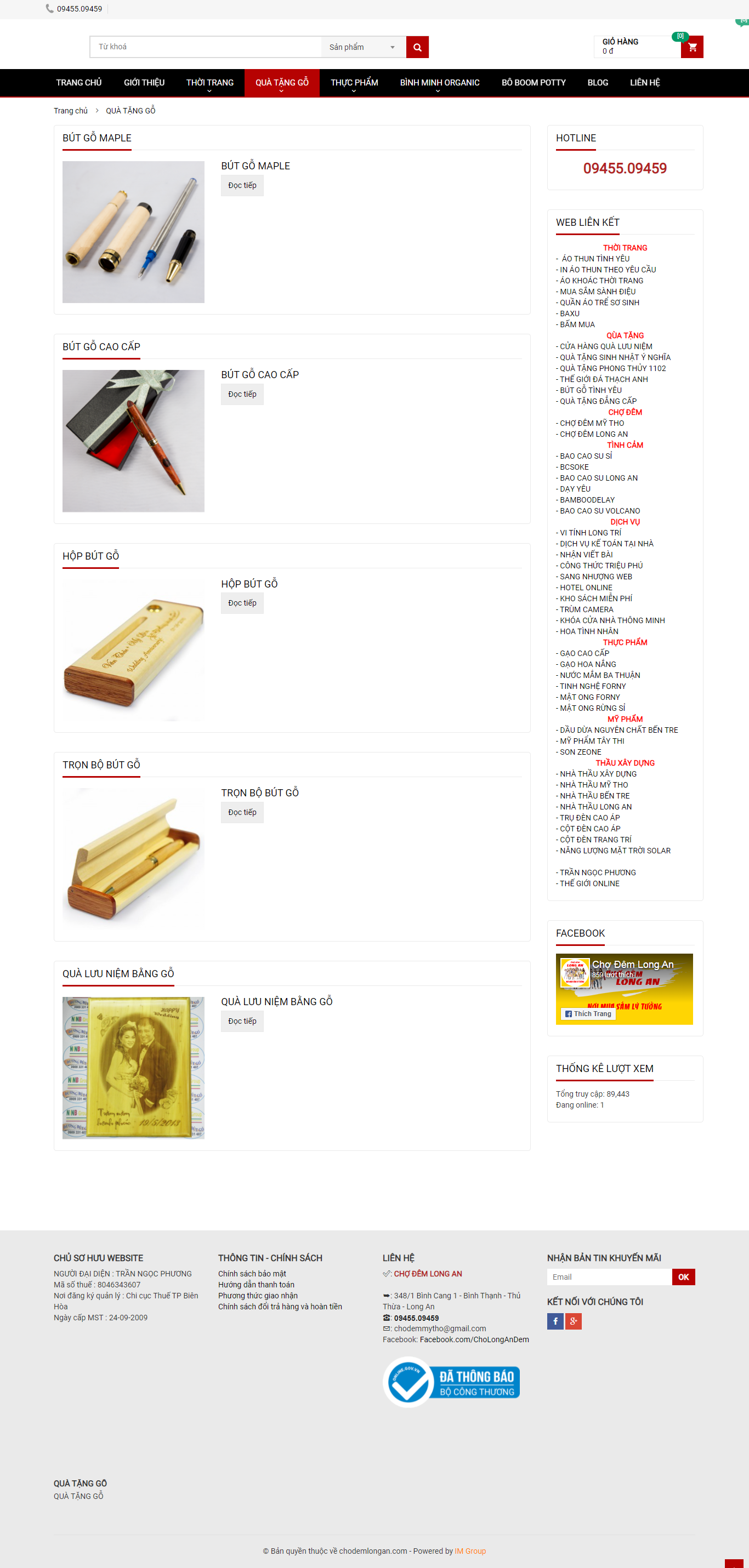 Thiết kế Website web quà lưu niệm gỗ - chodemlongancom