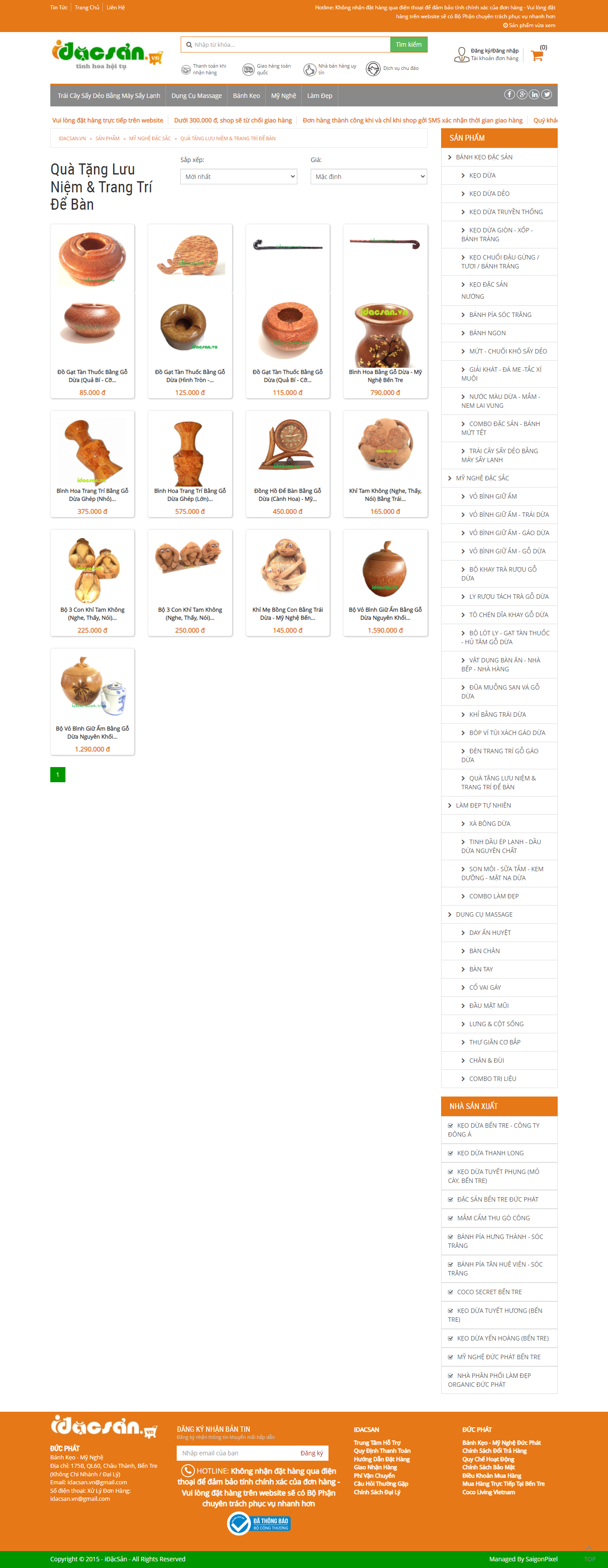 Thiết kế Website web quà lưu niệm gỗ - idacsanvn