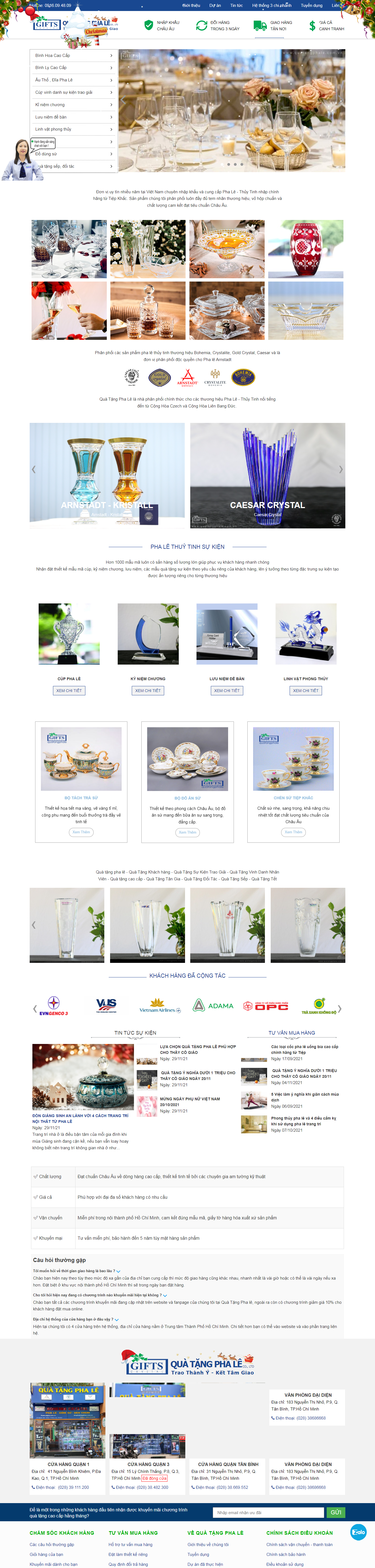 Thiết kế Website web quà lưu niệm thủy tinh - quatangphalecomvn