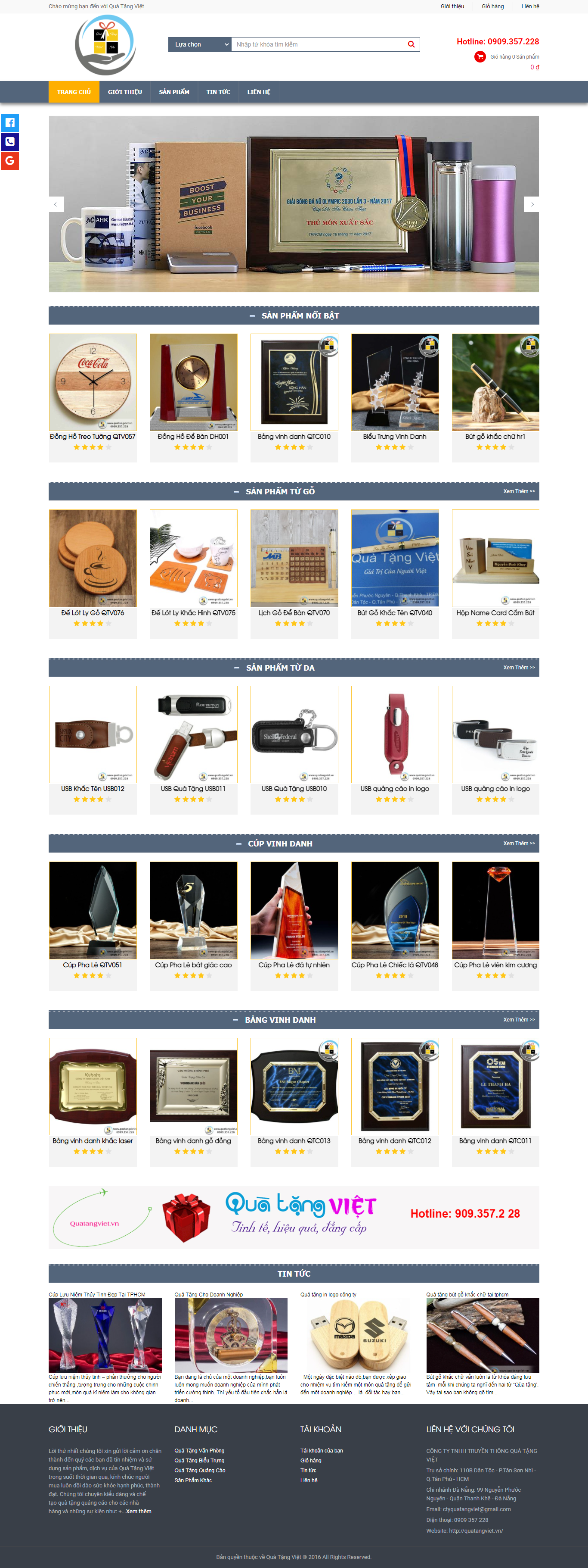 Thiết kế Website web quà lưu niệm thủy tinh - quatangvietvn