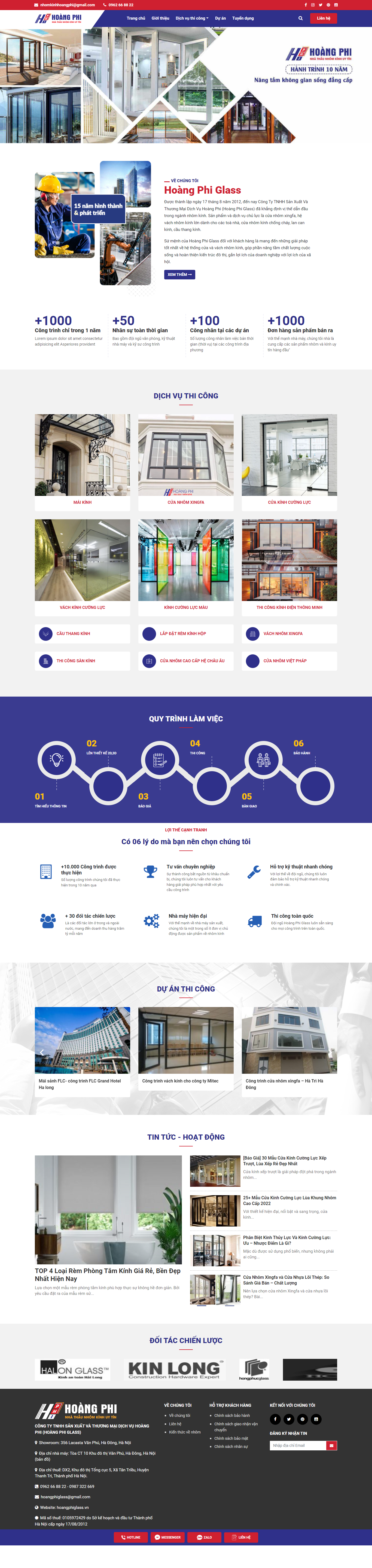 Thiết kế Website web mái che kính - hoangphiglassvn