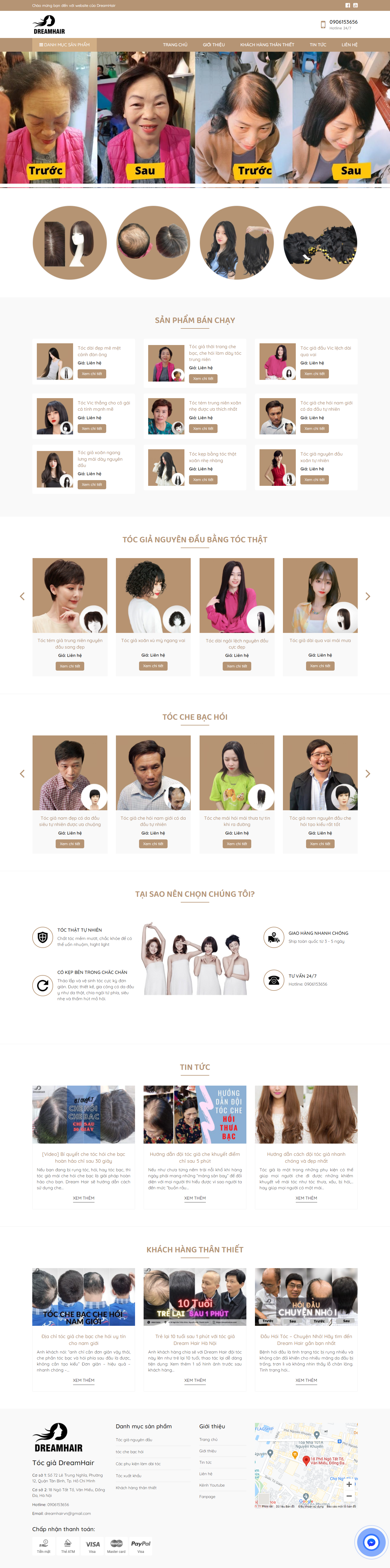 Thiết kế Website web bán tóc giả - dreamhairvncom