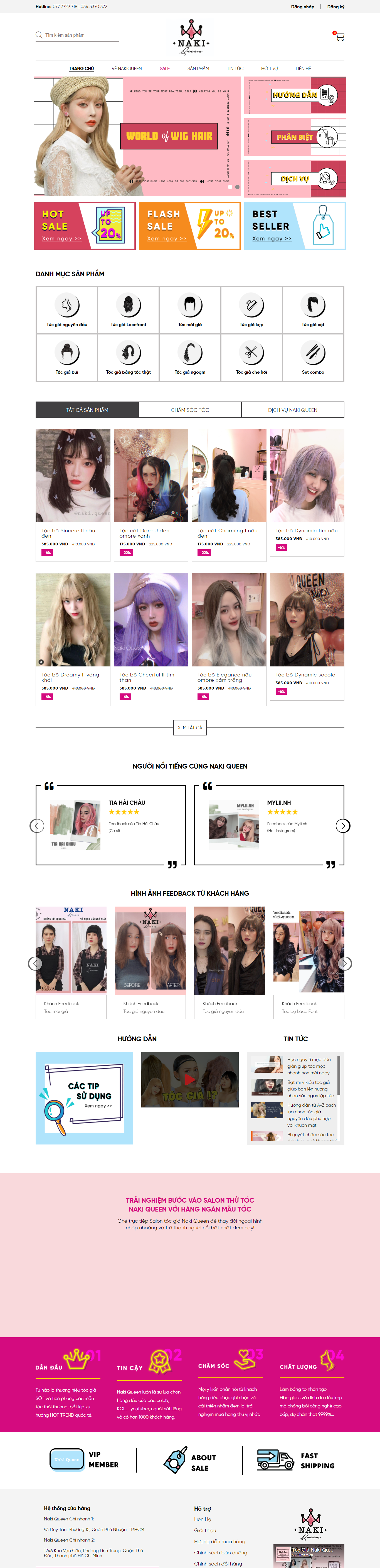 Thiết kế Website web bán tóc giả - nakiqueencom