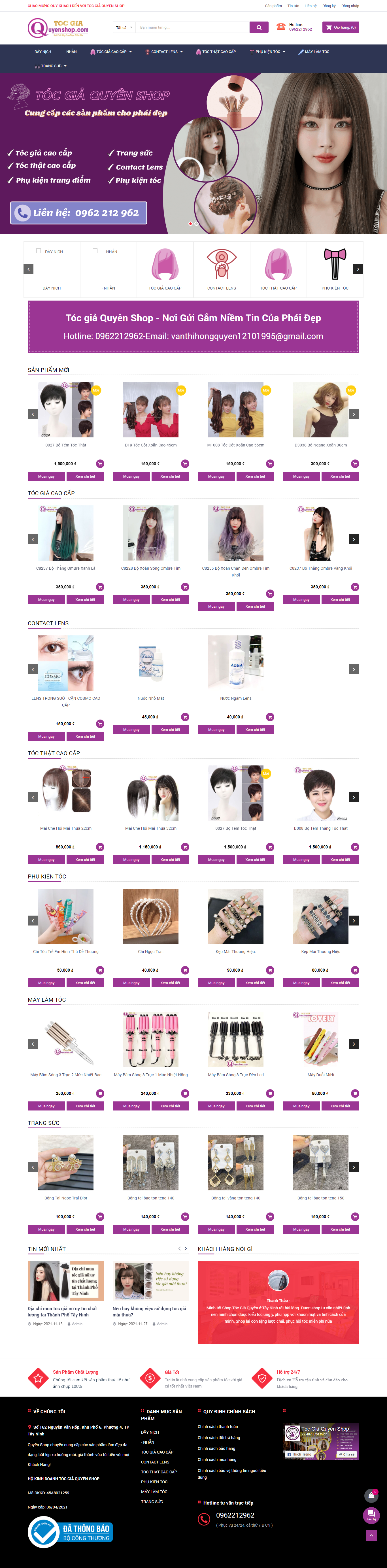 Thiết kế Website web bán tóc giả - tocgiaquyenshopcom