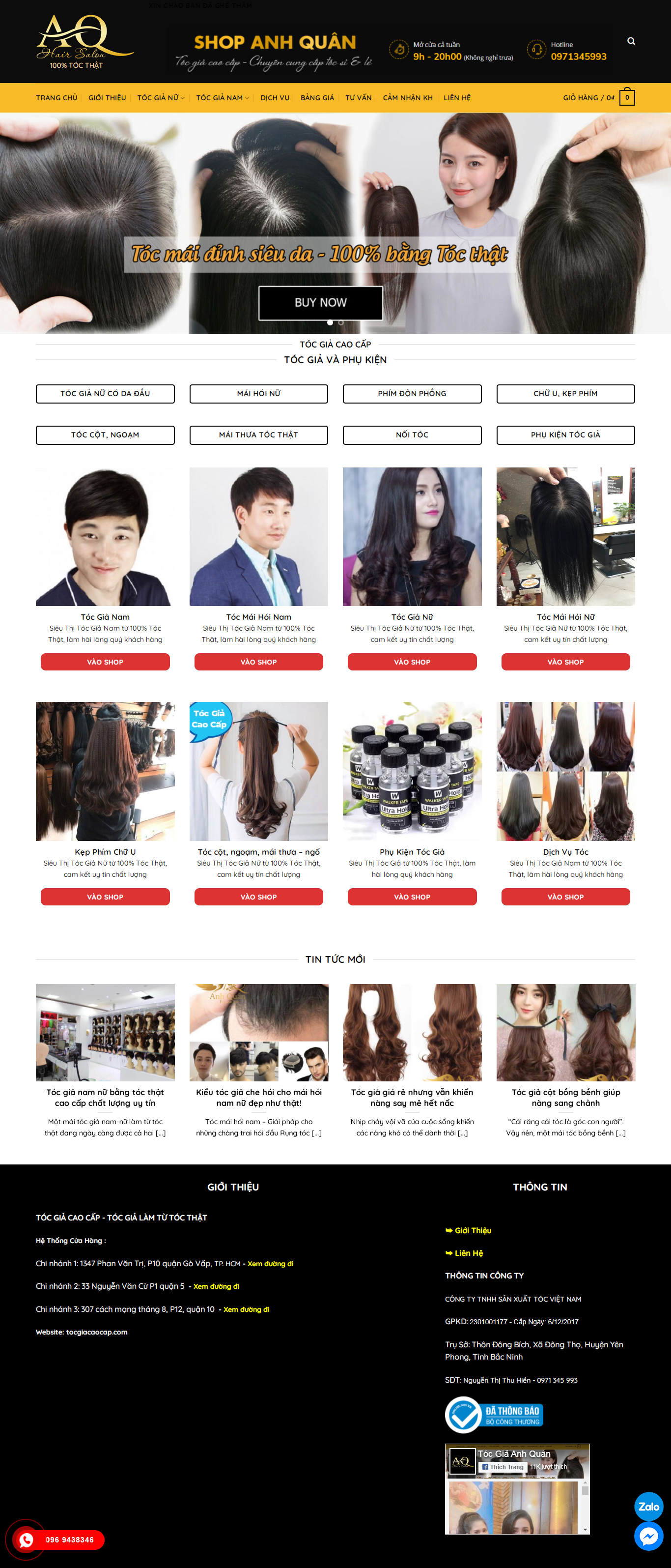 Thiết kế Website web bán tóc giả - tocgiacaocapcom