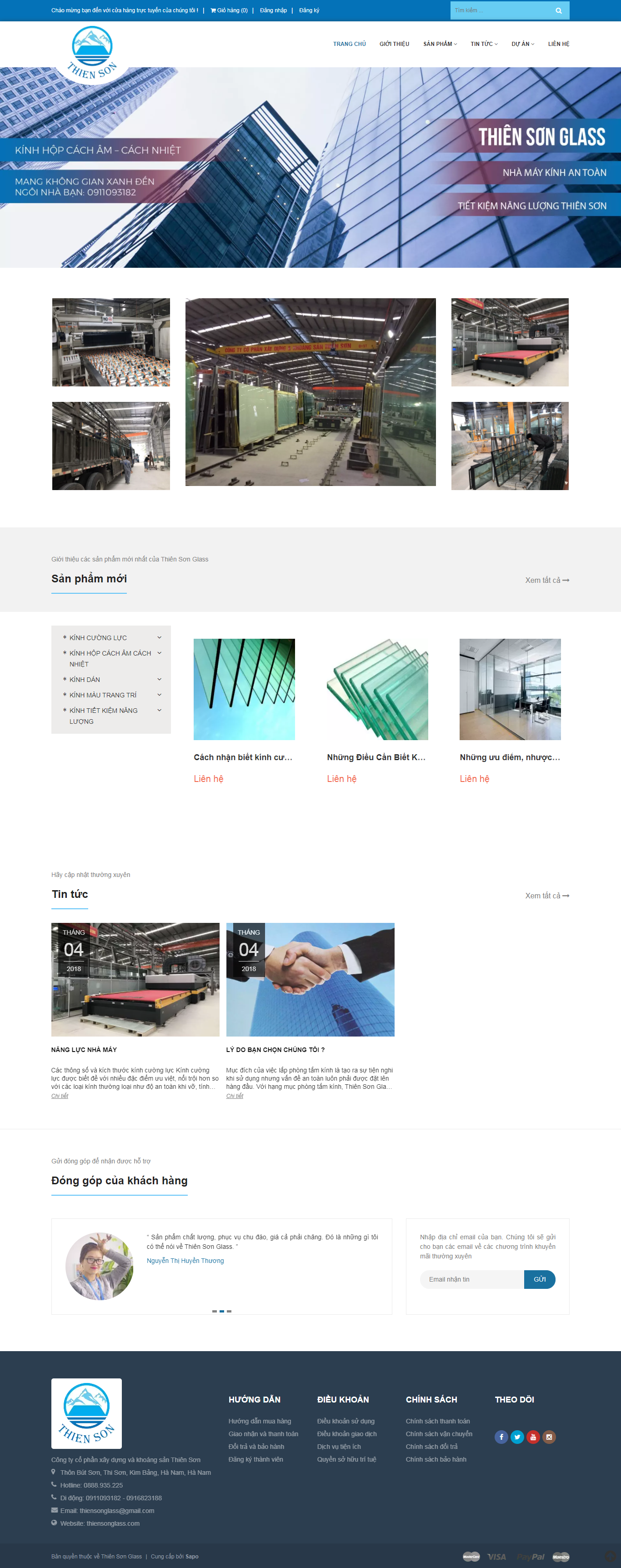 Thiết kế Website web kính dán - thiensonglasscom