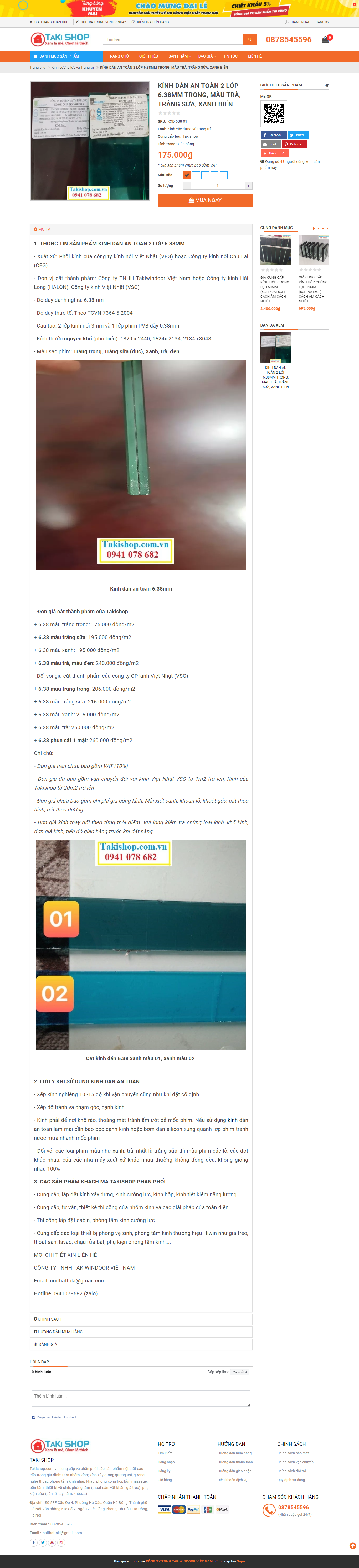 Thiết kế Website web kính dán - takishopcomvn