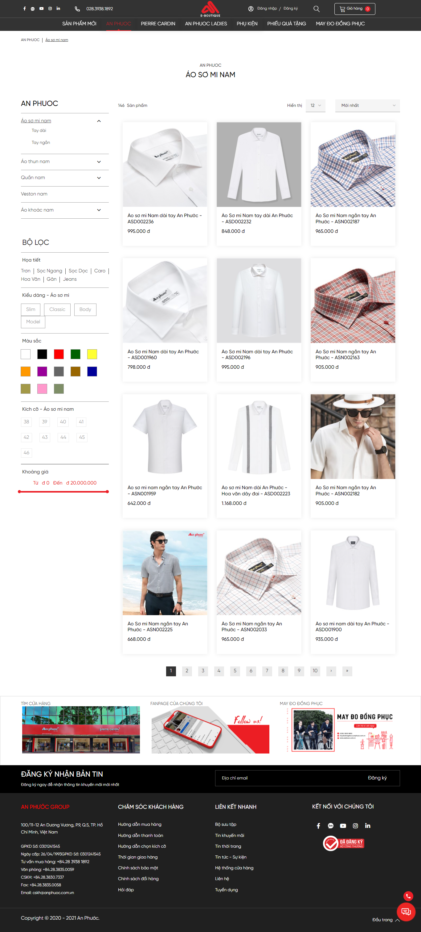 Thiết kế Website web bán áo sơ mi - wwwanphuoccomvn