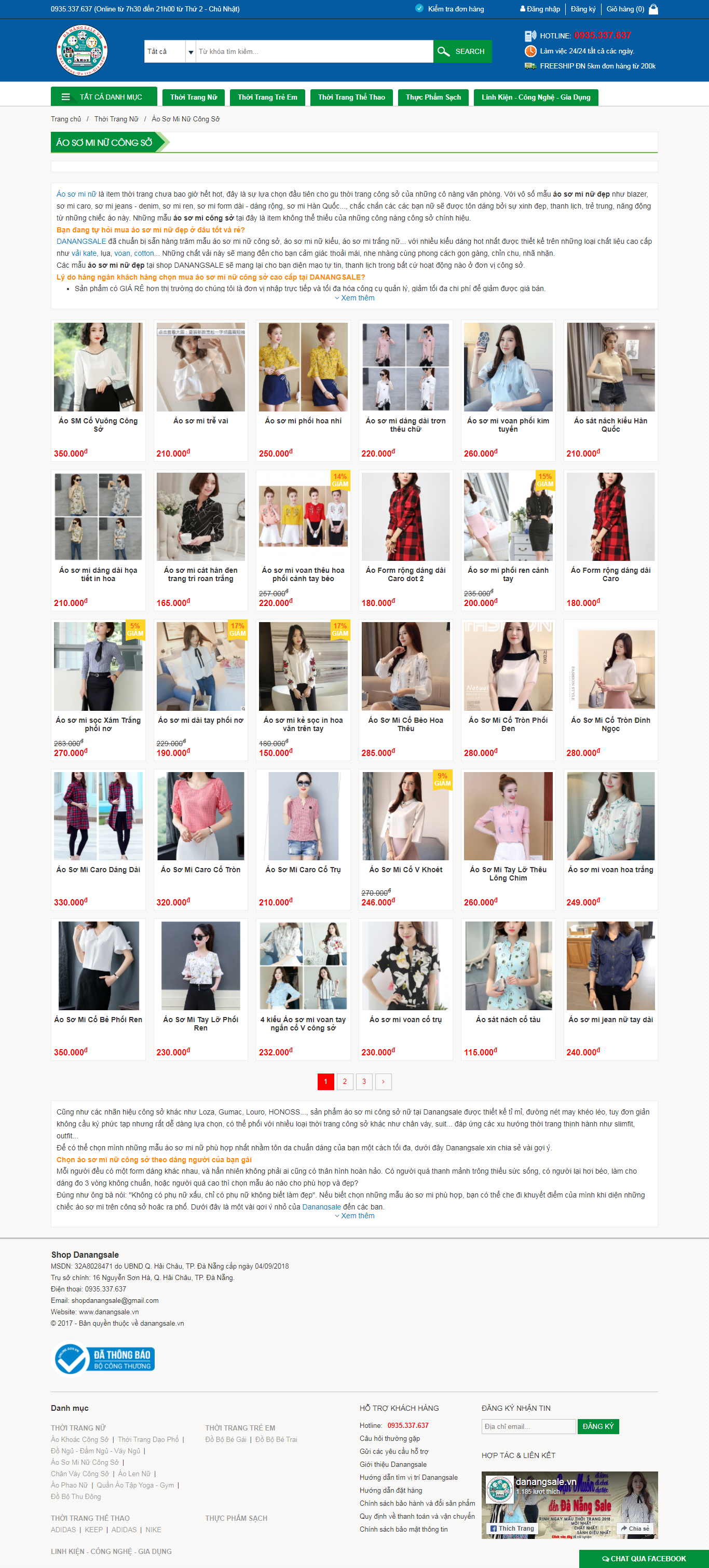 Thiết kế Website web bán áo sơ mi - danangsalevn