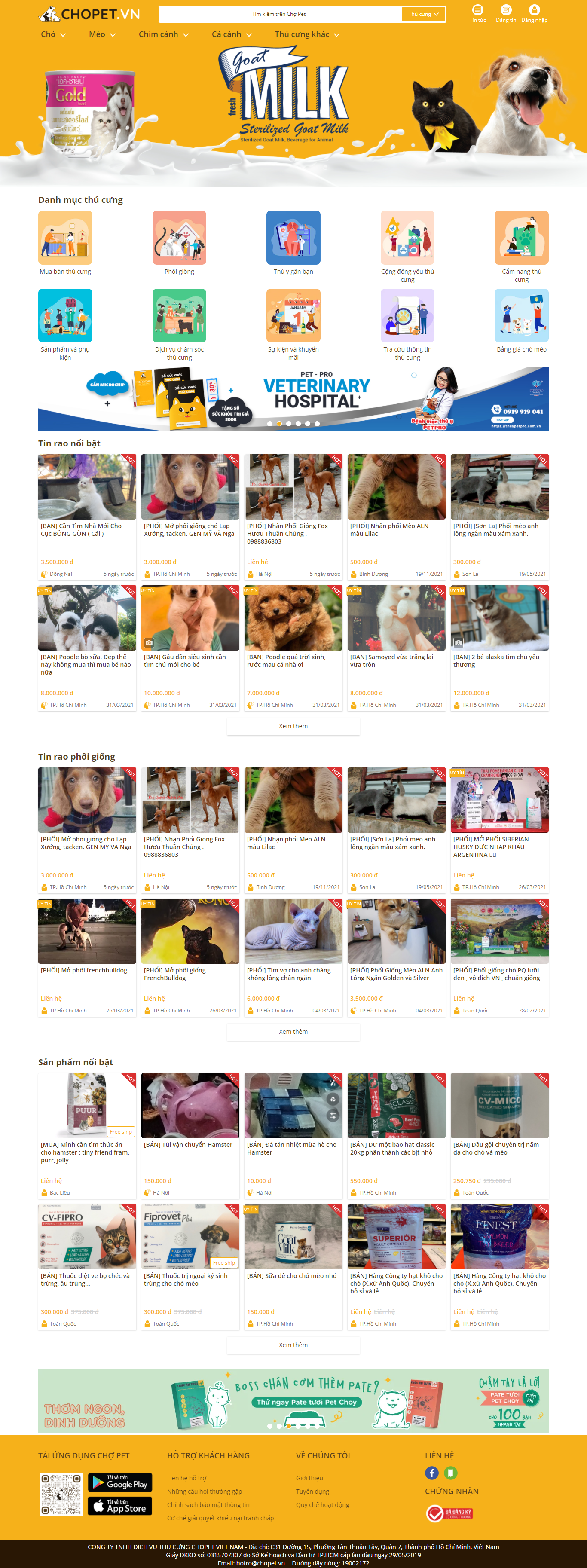 Thiết kế Website web bán thú cưng - chopetvn