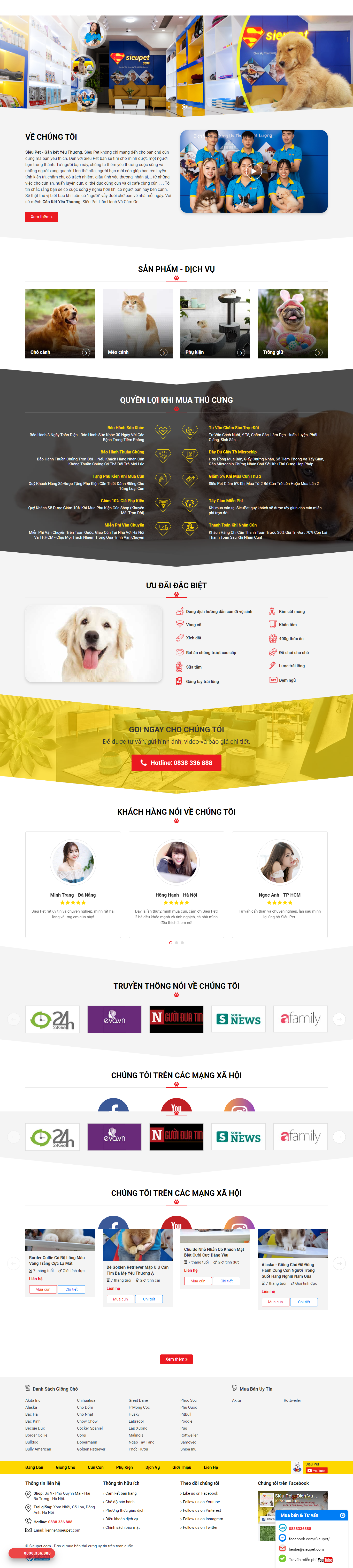 Thiết kế Website web bán thú cưng - sieupetcom