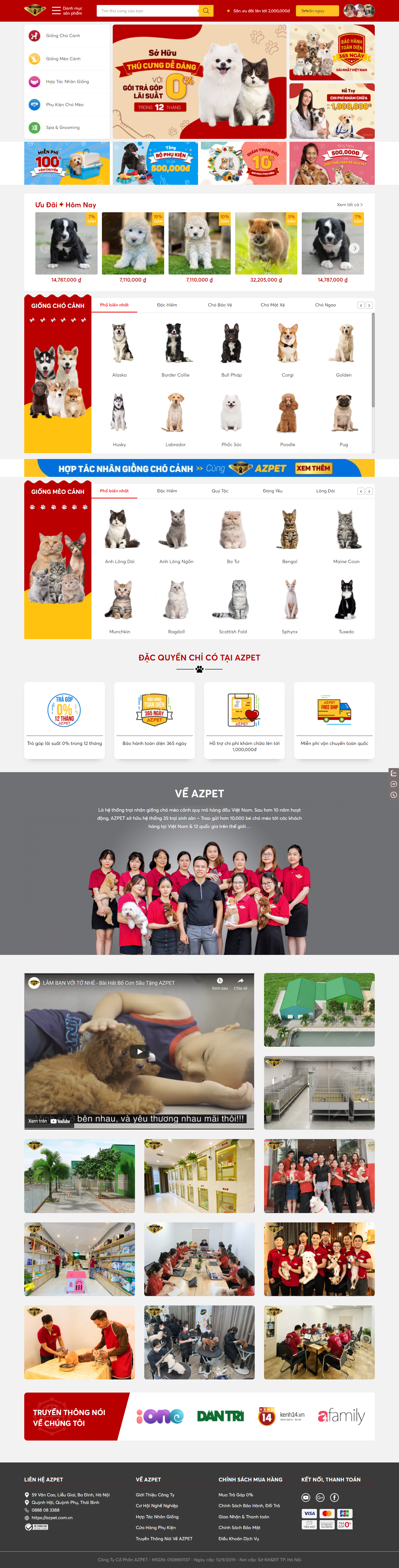 Thiết kế Website web bán thú cưng - azpetcomvn