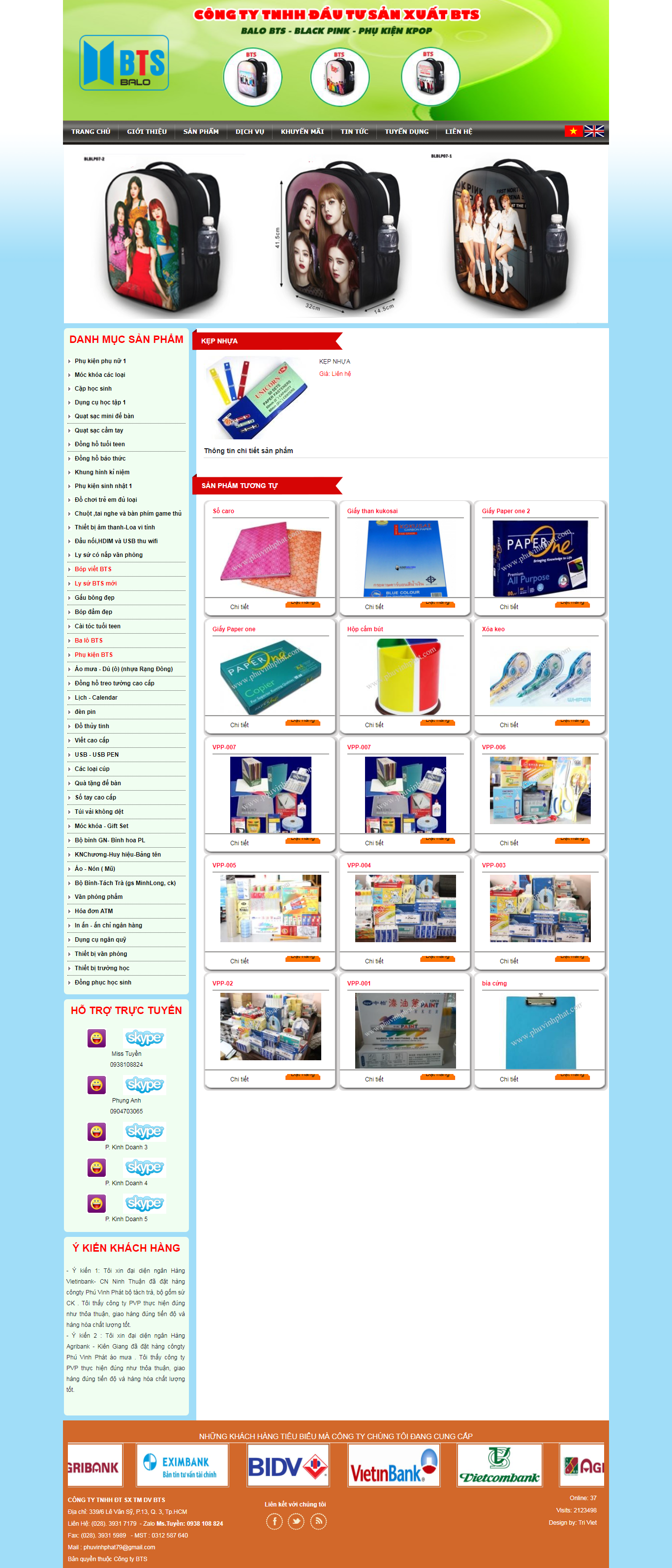 Thiết kế Website web kẹp nhựa - phukienbtscom