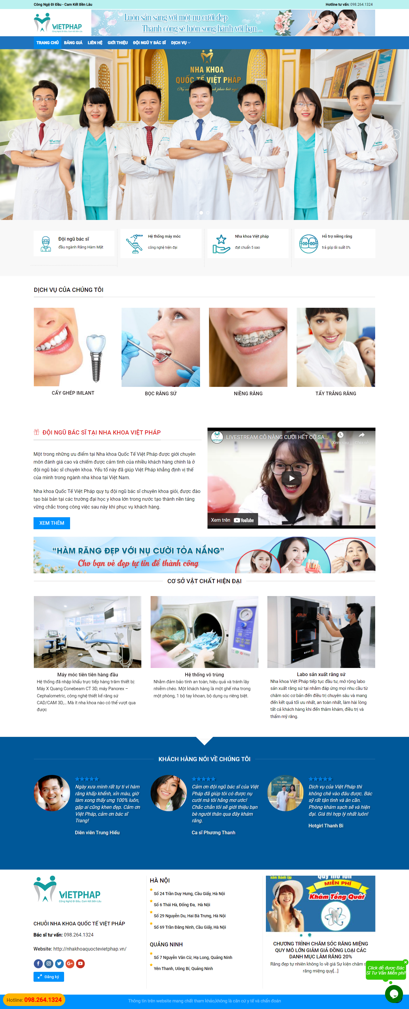 Thiết kế Website web làm răng - nhakhoaquoctevietphapvn