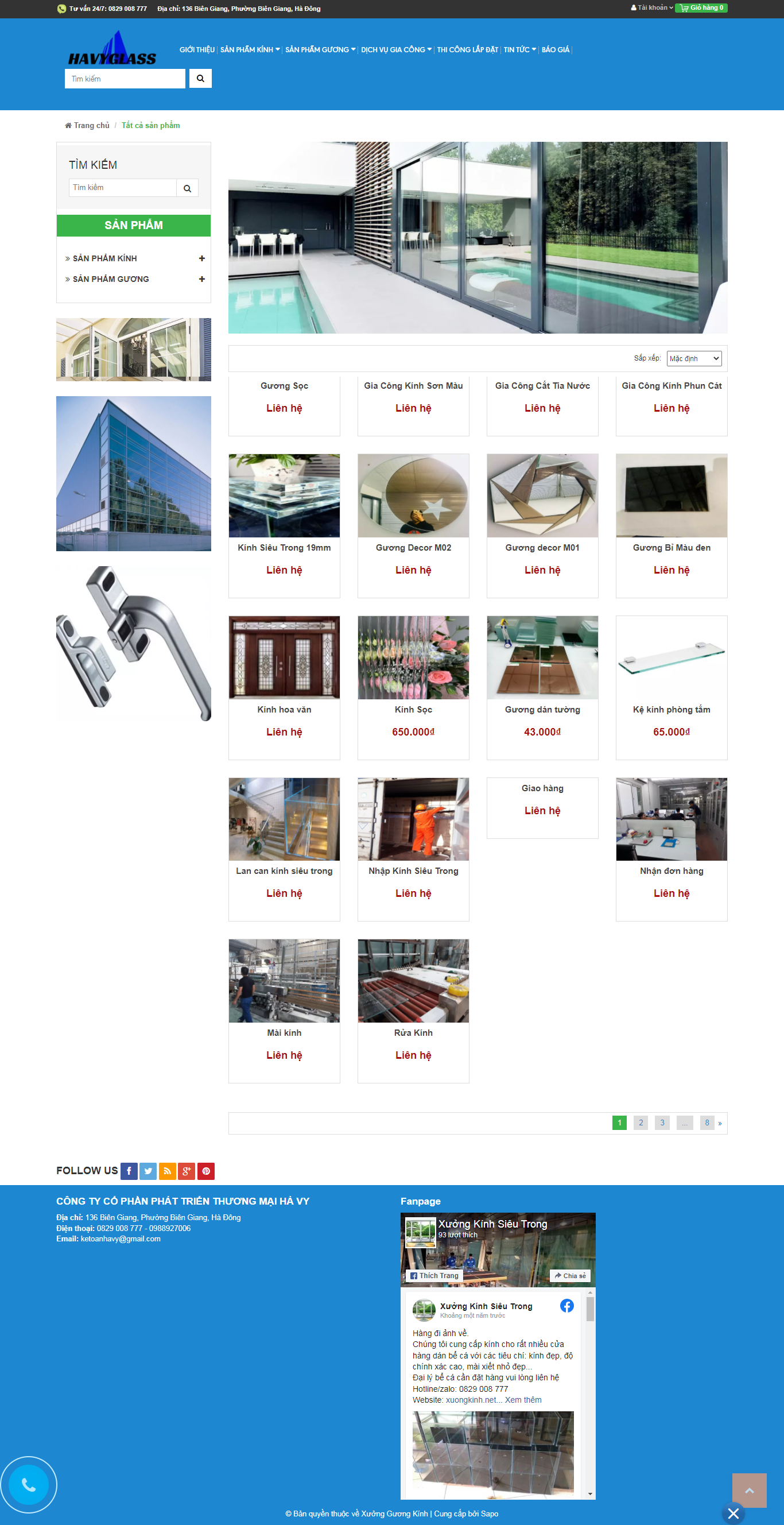 Thiết kế Website web kính siêu trong - wwwxuongkinhnet