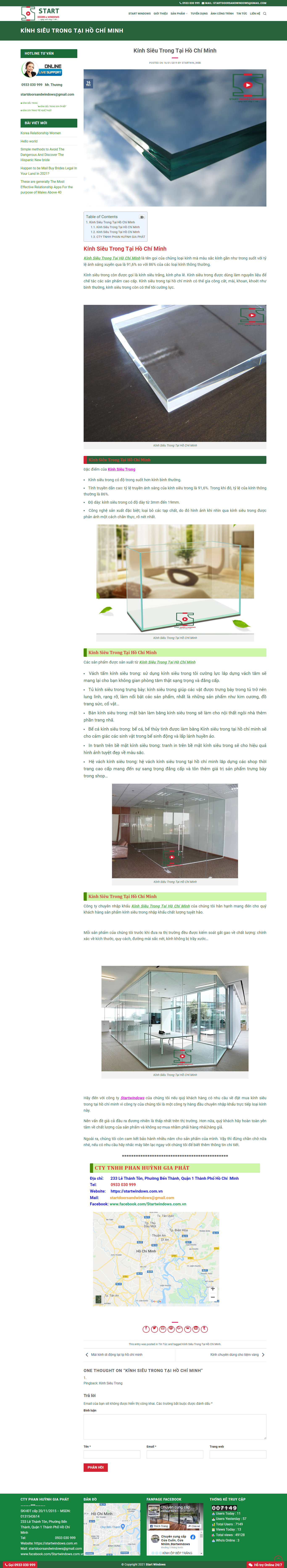 Thiết kế Website web kính siêu trong - startwindowscomvn