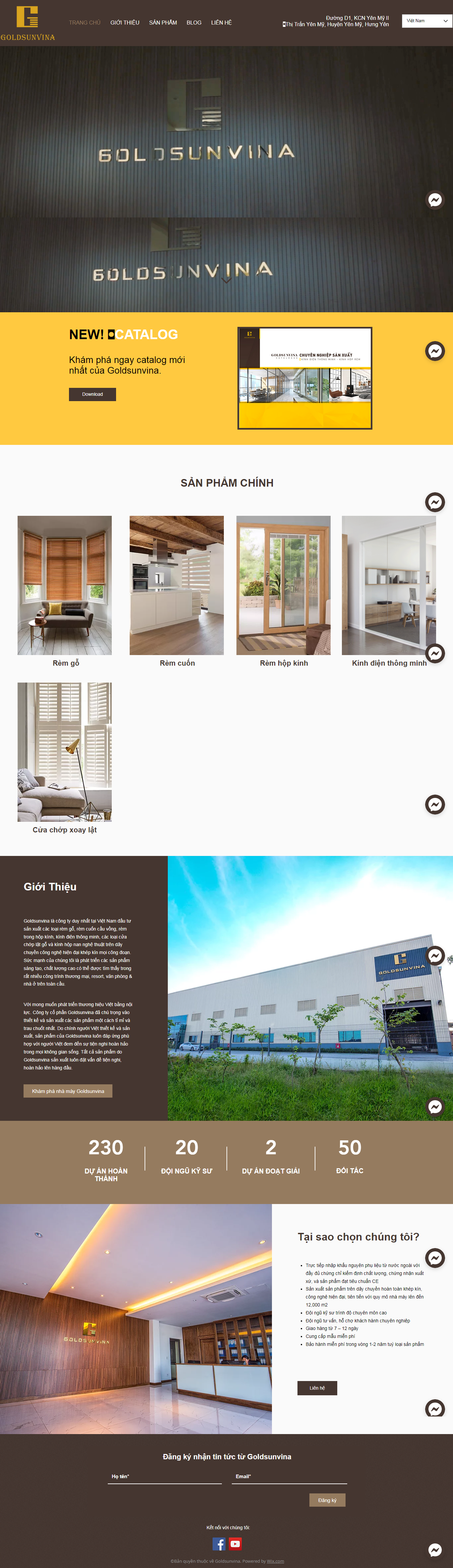 Thiết kế Website web kính trang trí - wwwgoldsunvinacom