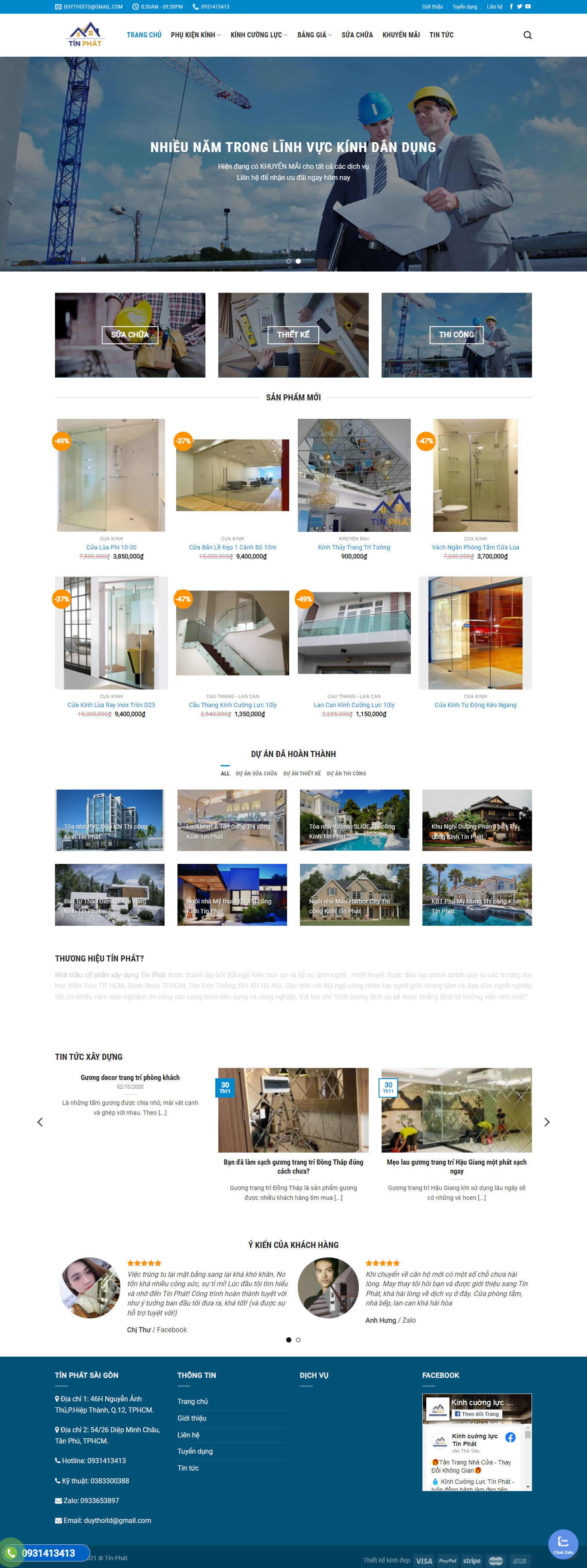 Thiết kế Website web kính trang trí - kinhmautinphatcom