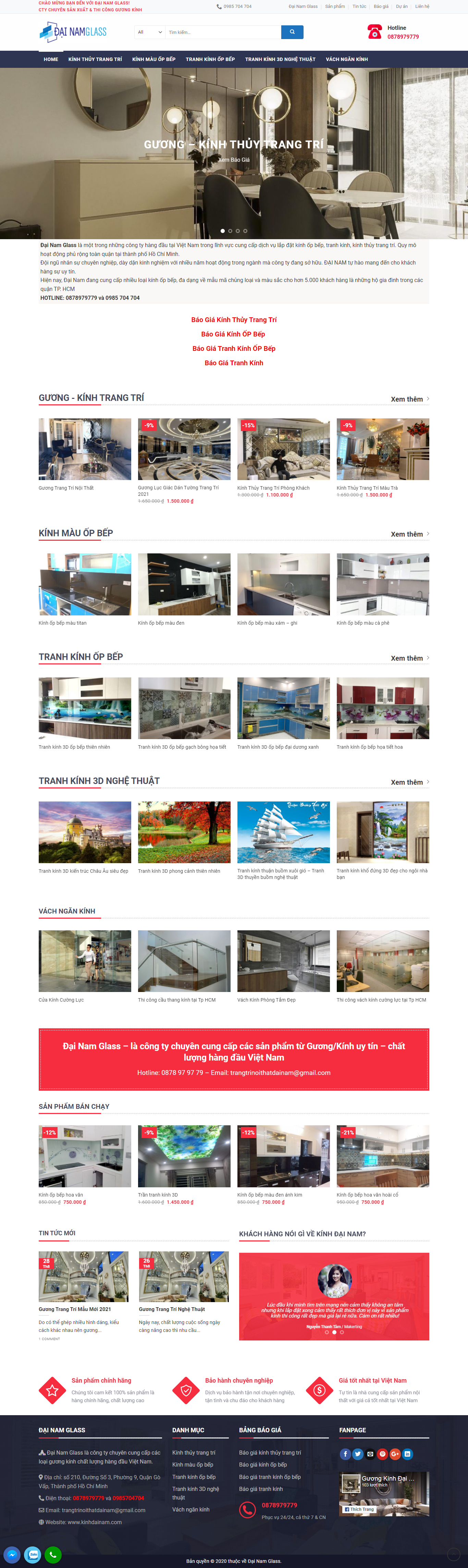 Thiết kế Website web kính trang trí - kinhdainamcom