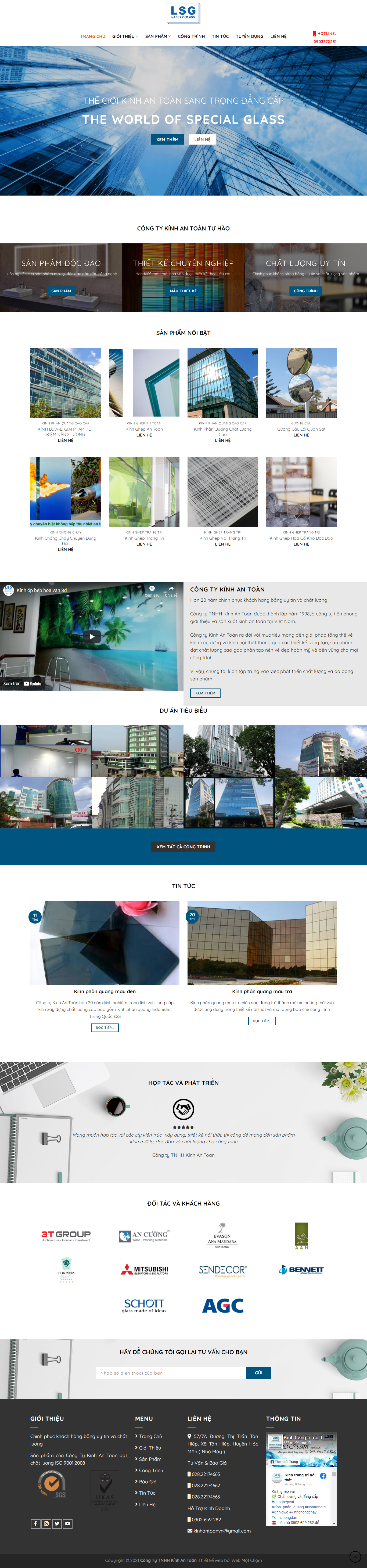 Thiết kế Website web kính trang trí - antoanglasscom