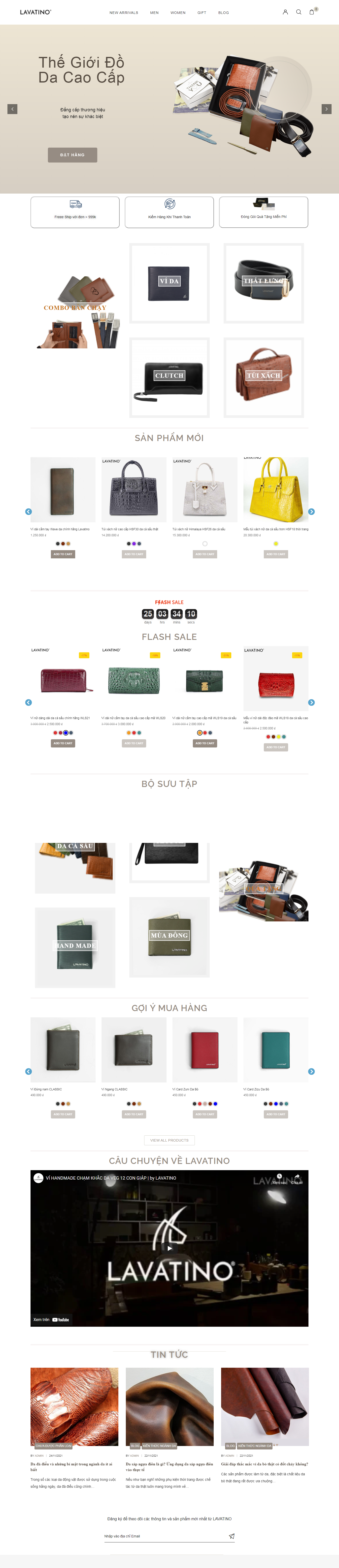 Thiết kế Website web bán thắt lưng da - lavatinocom