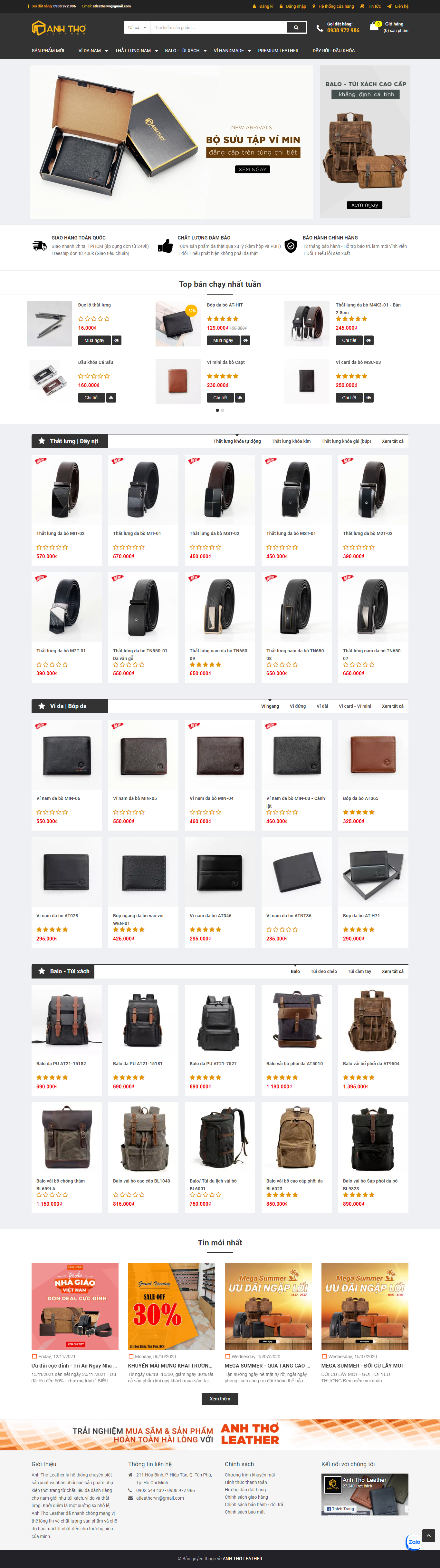 Thiết kế Website web bán thắt lưng da - atleathervn