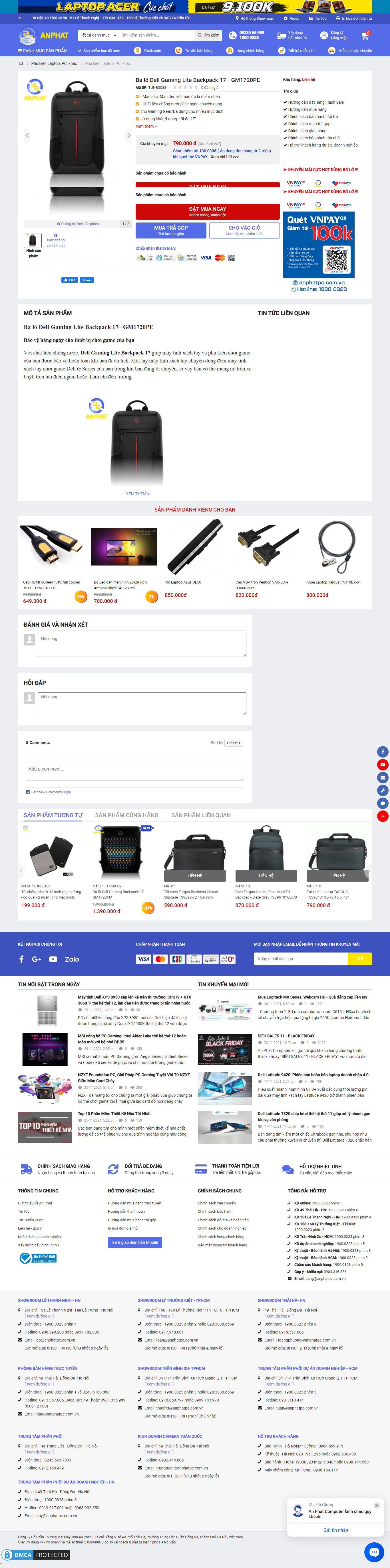 Thiết kế Website web bán balo gaming - wwwanphatpccomvn