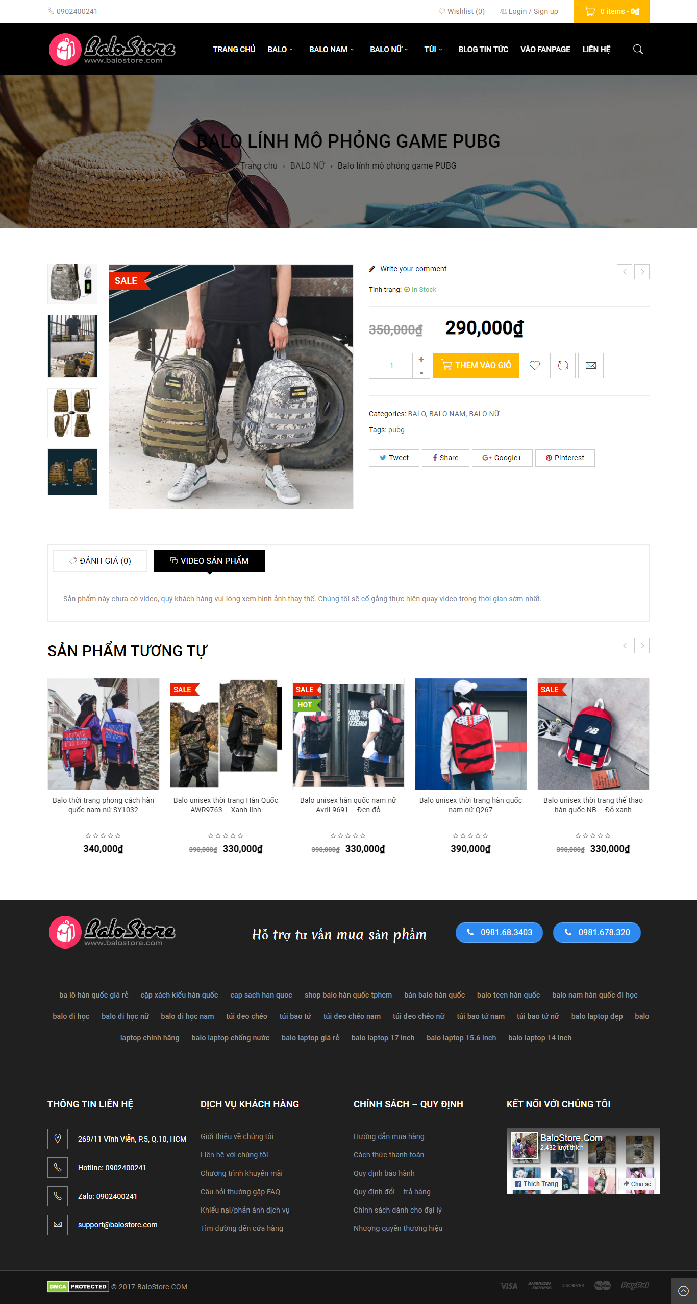 Thiết kế Website web bán balo gaming - balostorecom