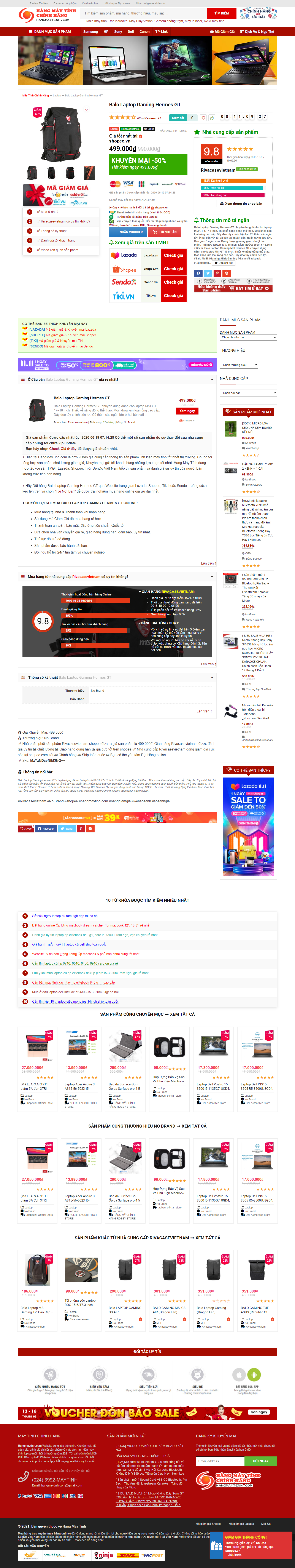 Thiết kế Website web bán balo gaming - hangmaytinhcom