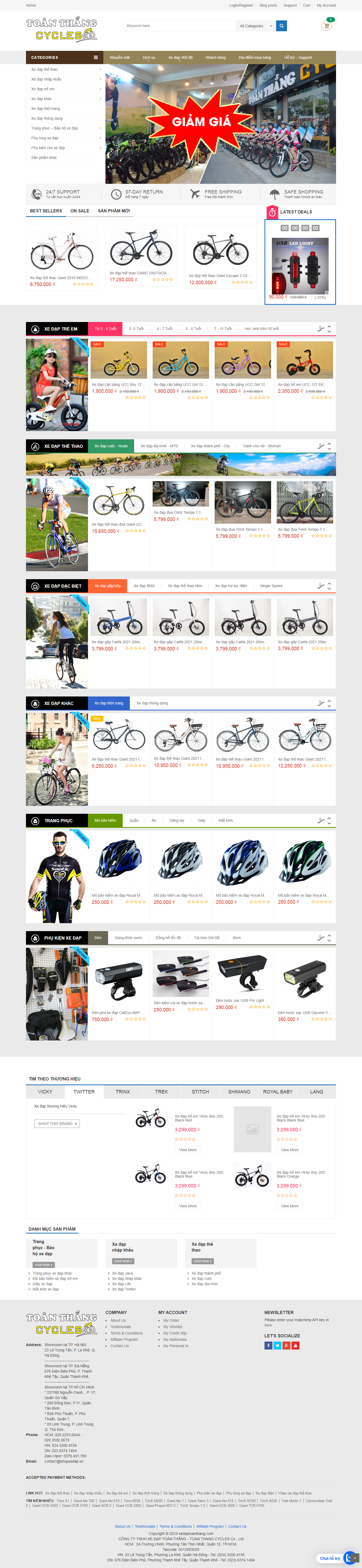 Thiết kế Website web bán xe đạp địa hình - xedaptoanthangcom