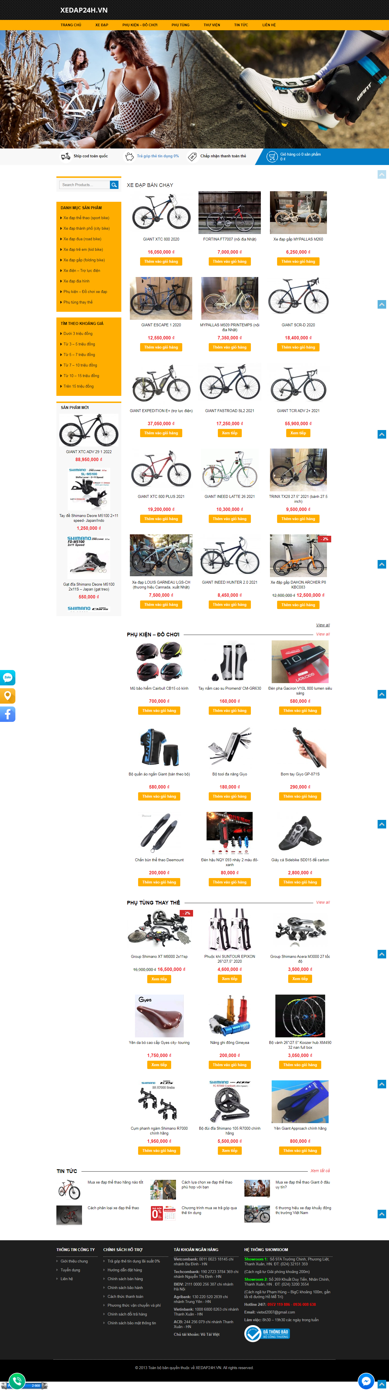 Thiết kế Website web bán xe đạp địa hình - xedap24hvn