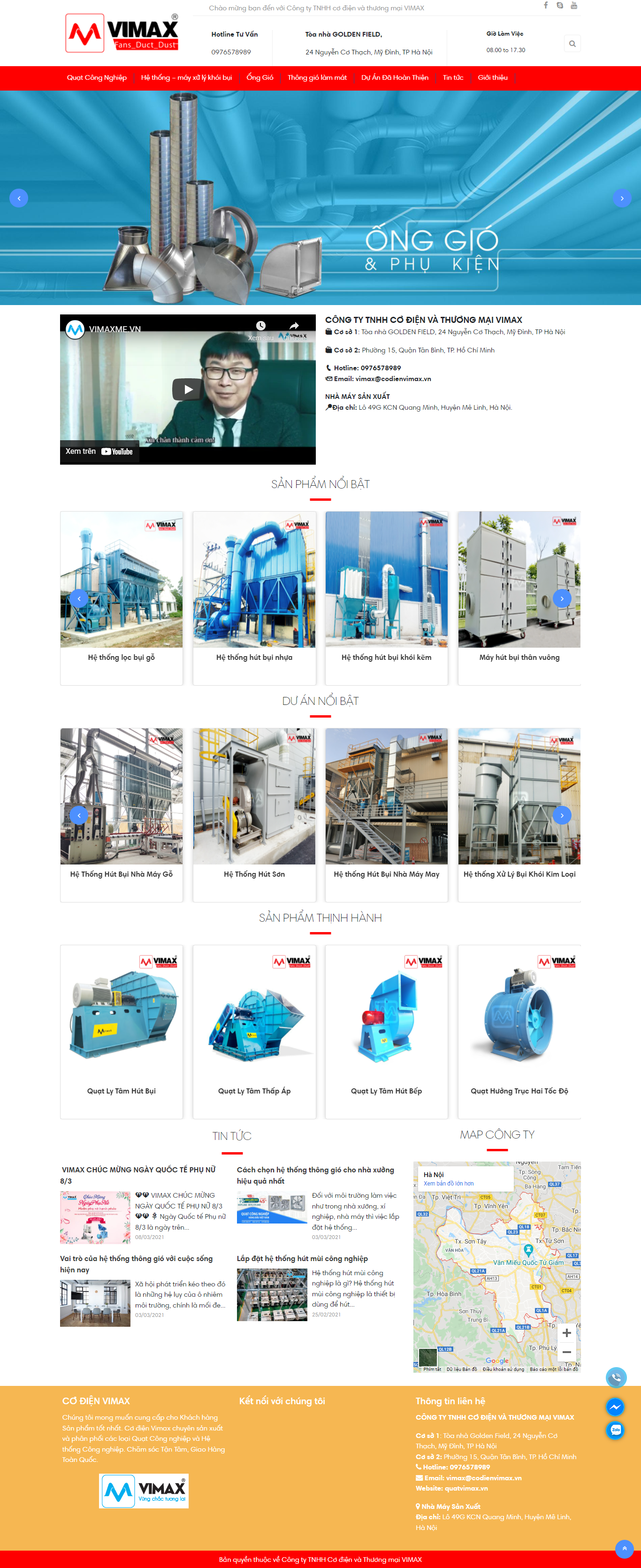 Thiết kế Website web hệ thống hút bụi - vimaxmevn