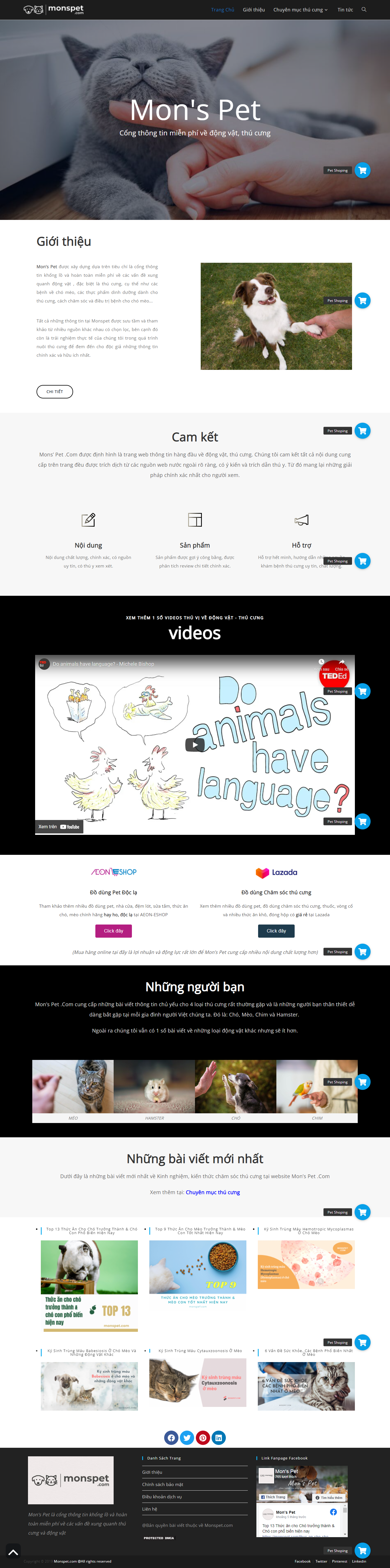 Thiết kế Website web bán thú cưng - monspetcom