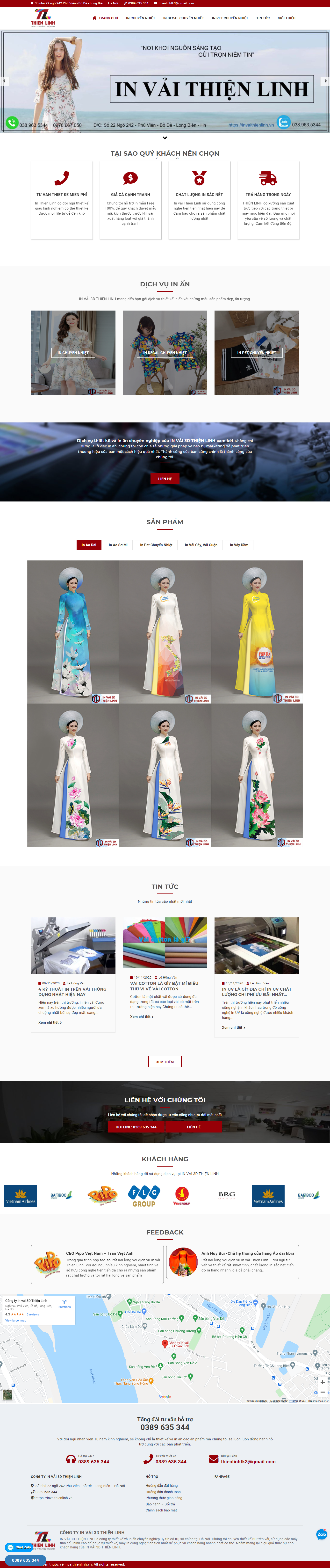 Thiết kế Website web in vải - invaithienlinhvn