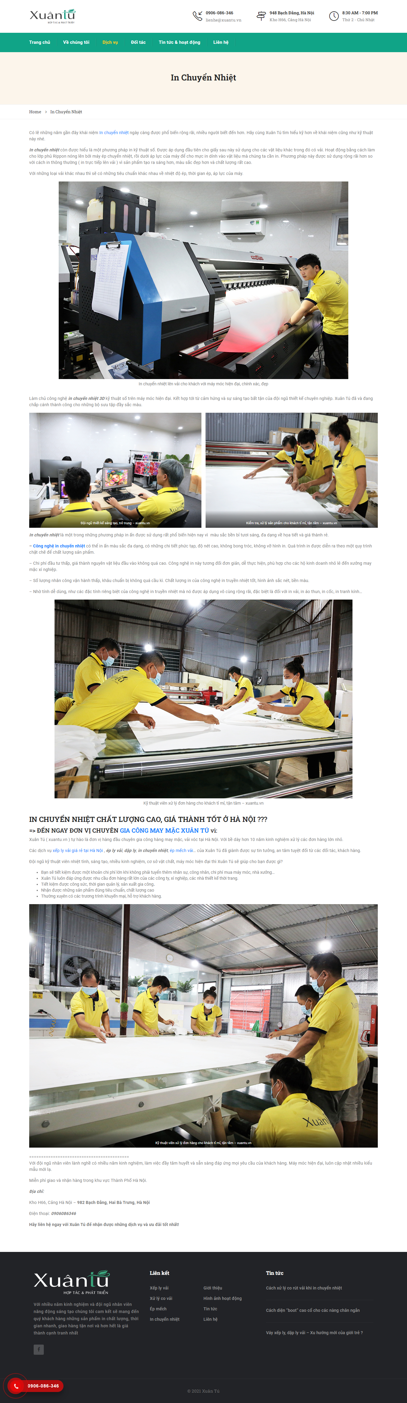 Thiết kế Website web in vải - xuantuvn