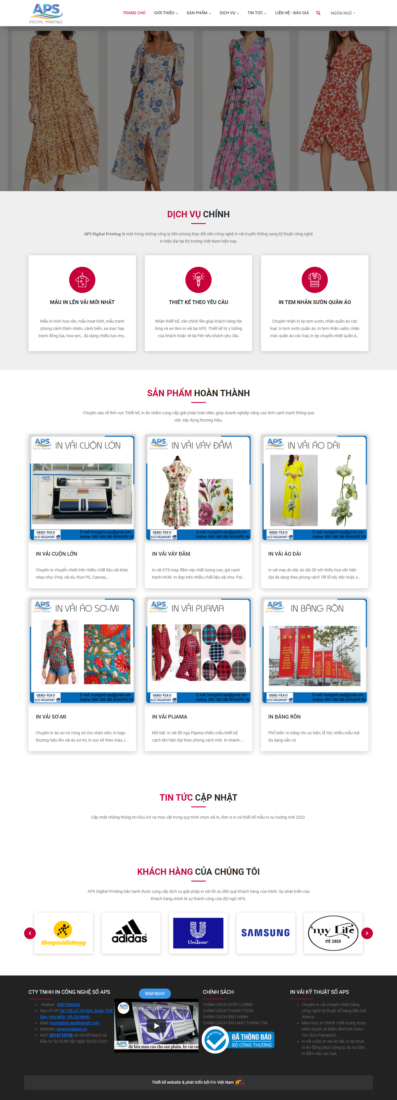 Thiết kế Website web in vải - invaiapsvn