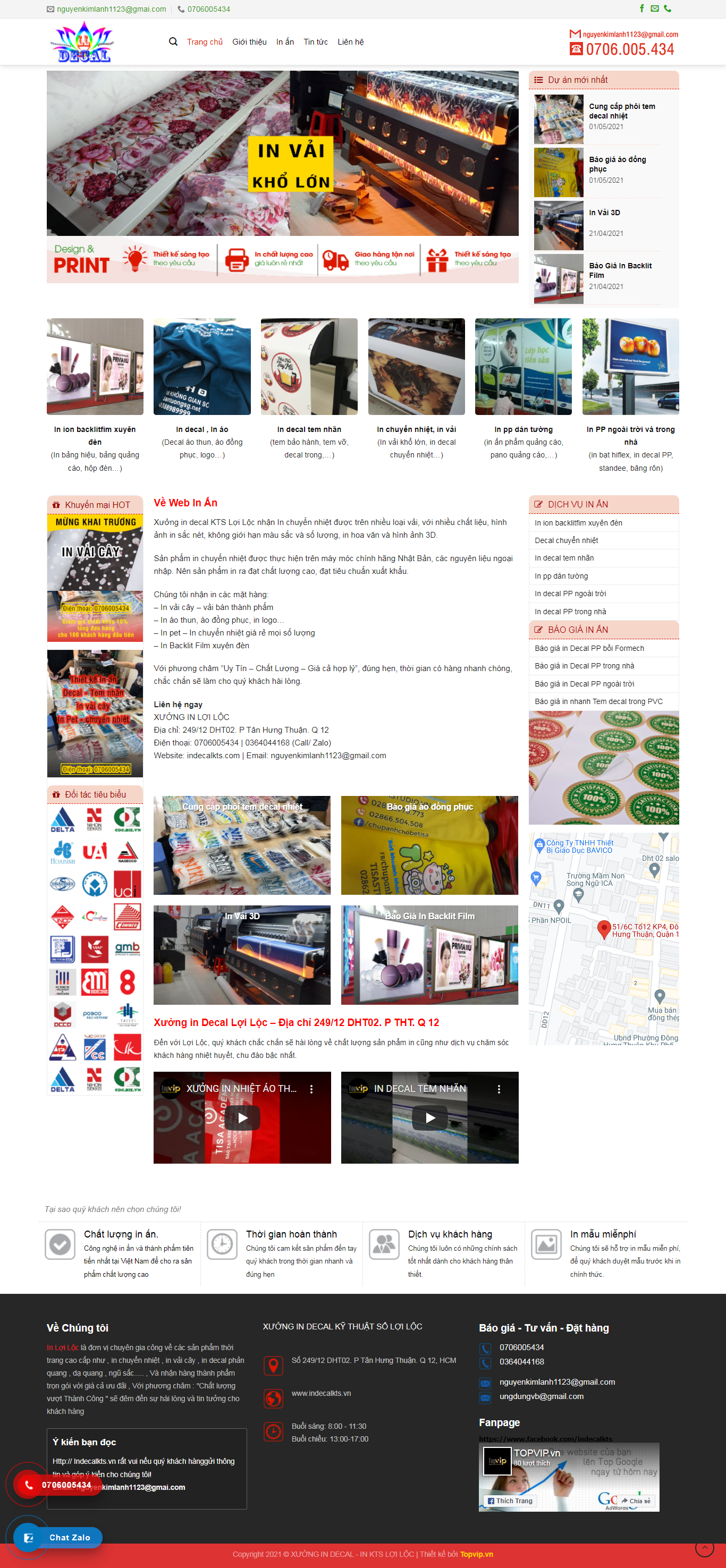 Thiết kế Website web in vải - indecalktsvn
