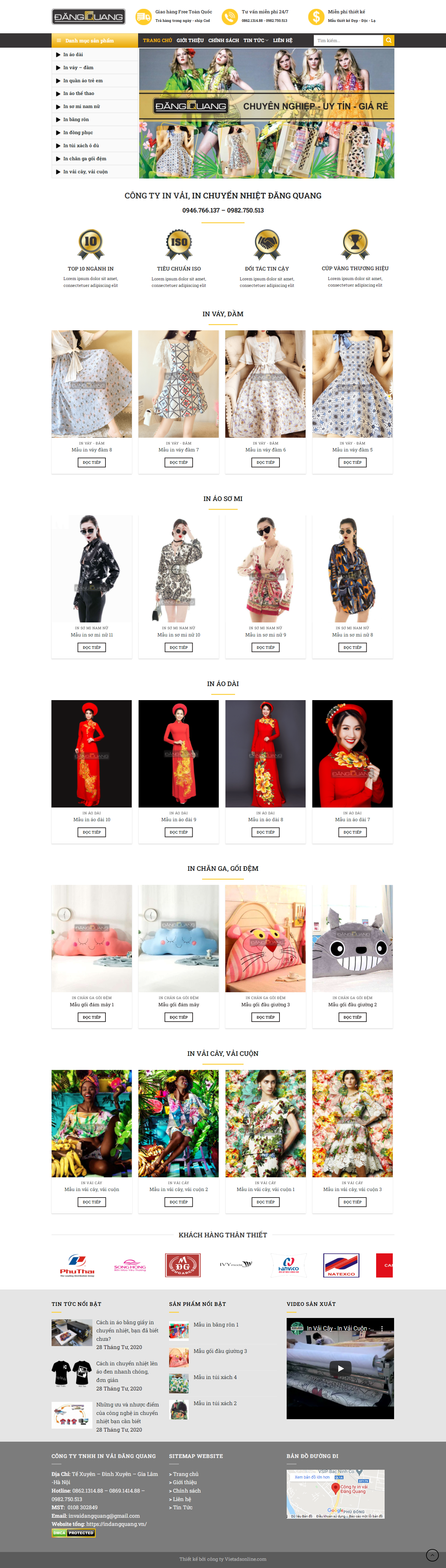 Thiết kế Website web in vải - inchuyennhiethanoicom