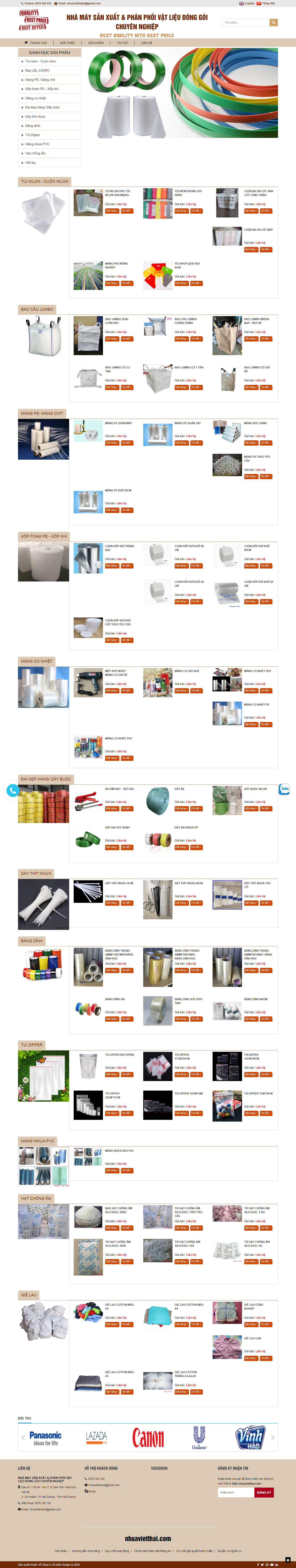 Thiết kế Website web bán màng bọc thực phẩm - nhuavietthaicom