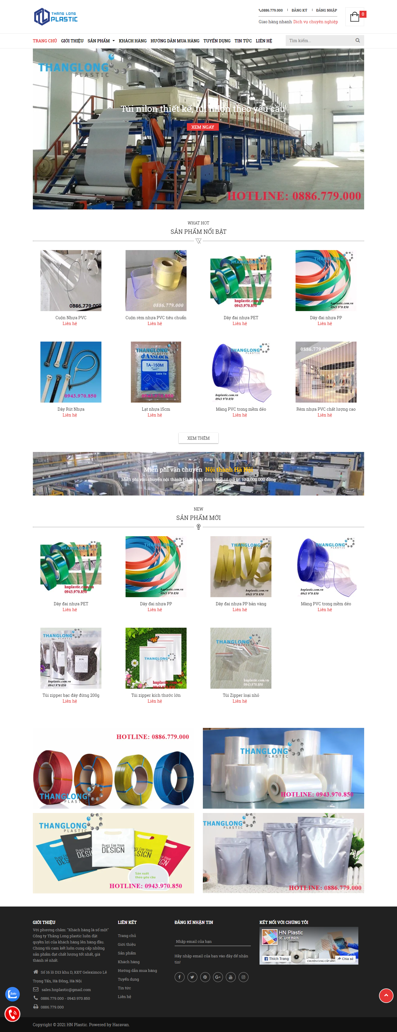 Thiết kế Website web bán màng bọc thực phẩm - hnplasticcomvn