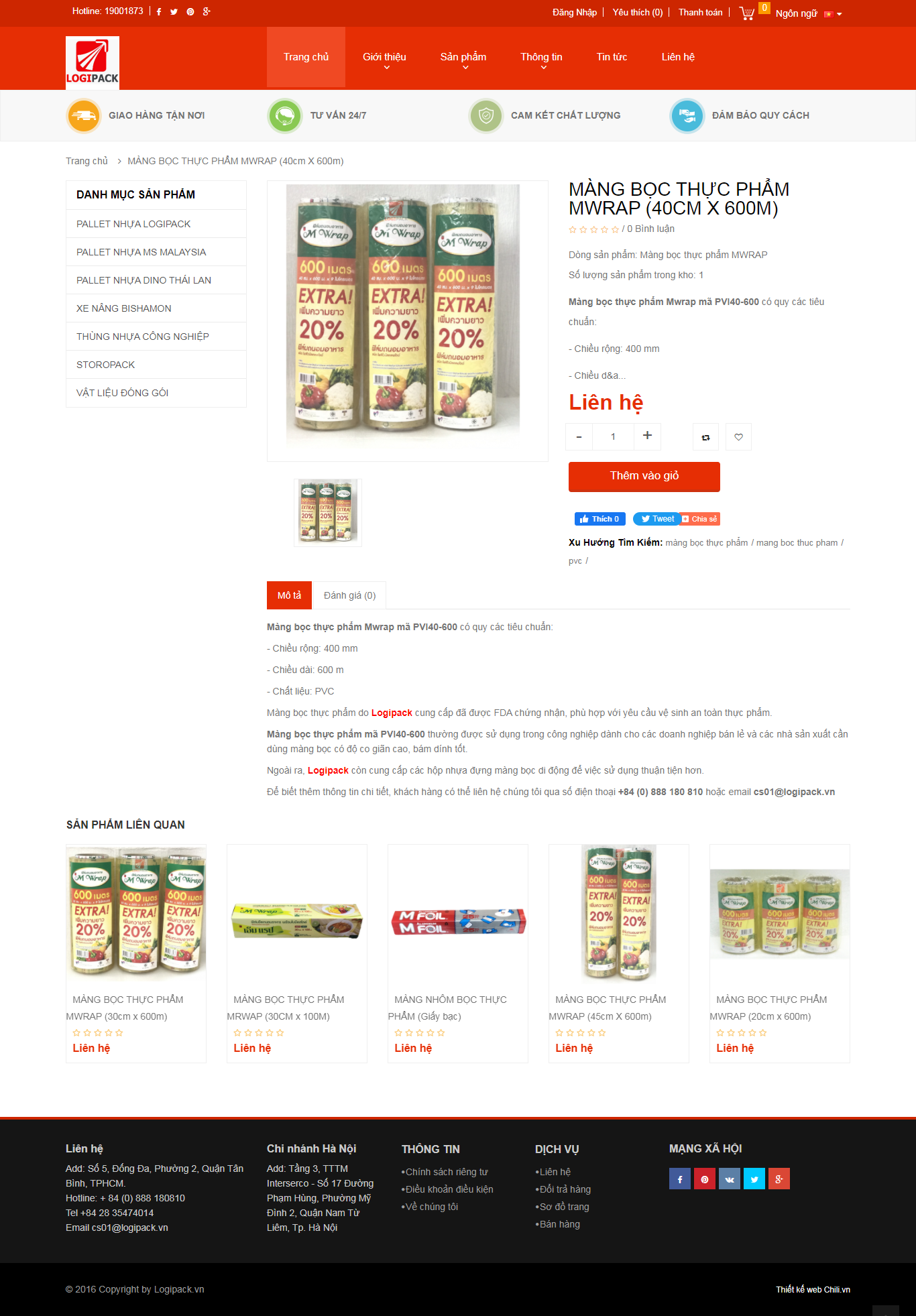 Thiết kế Website web bán màng bọc thực phẩm - logipackvn