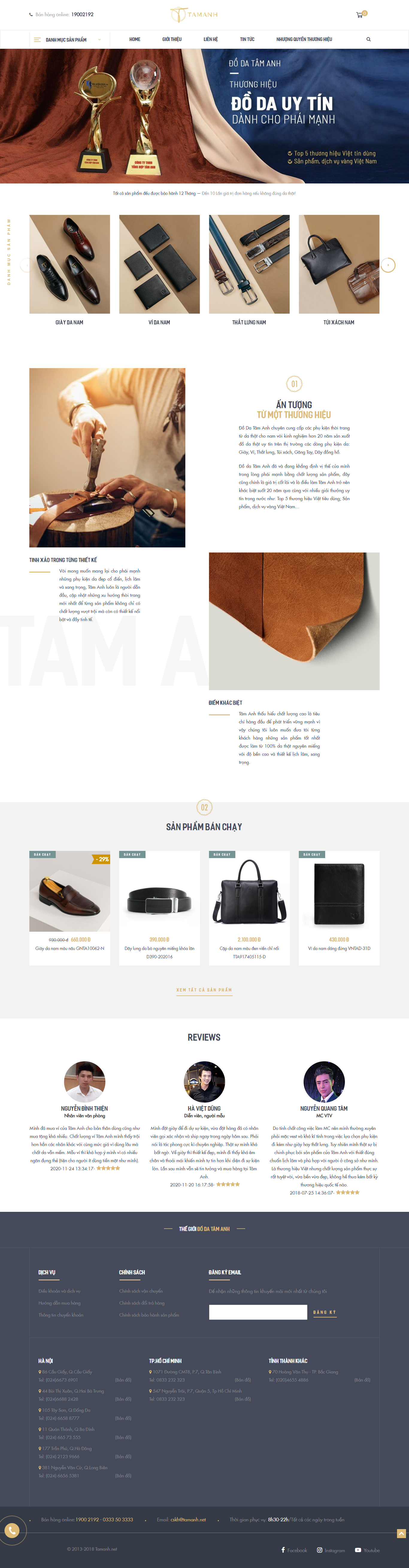 Thiết kế Website web bán ví cho nam - tamanhnet