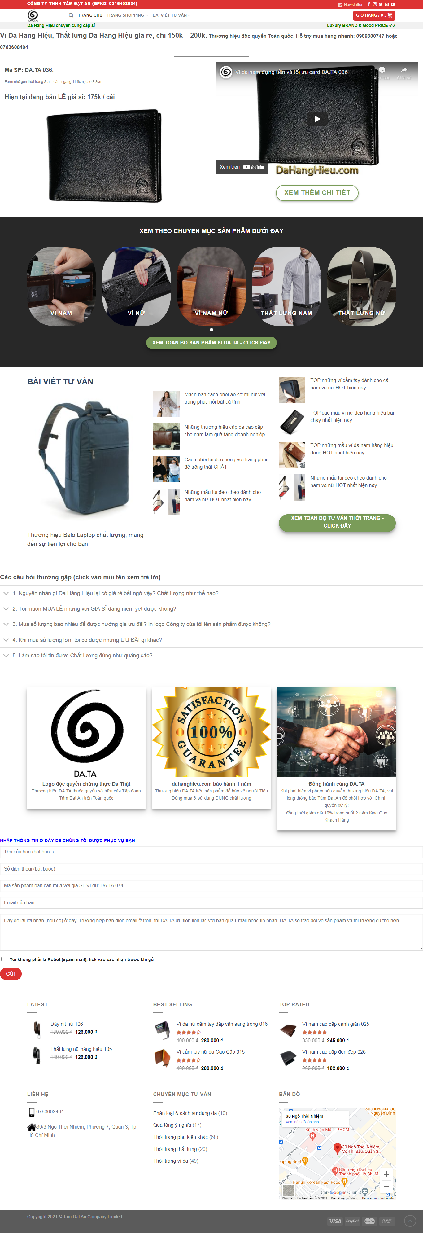 Thiết kế Website web bán ví cho nam - dahanghieucom