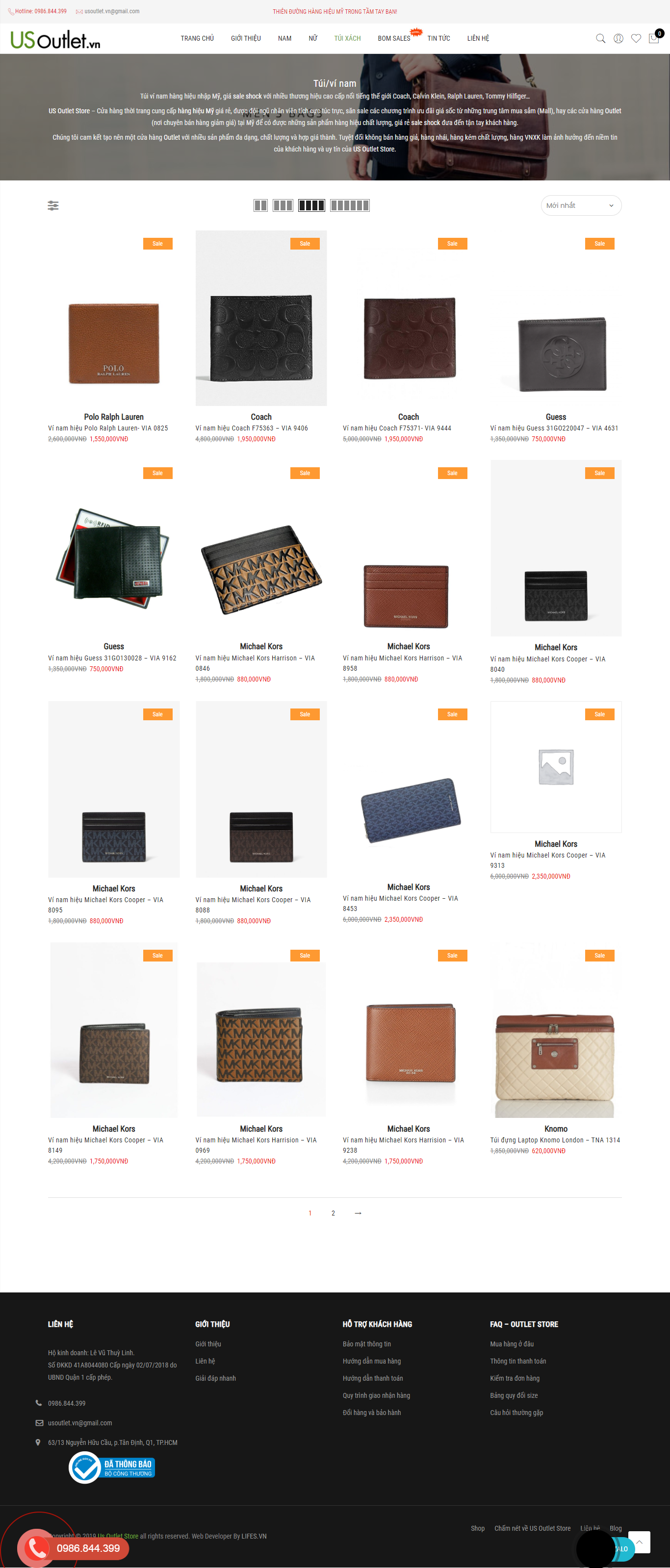 Thiết kế Website web bán ví cho nam - usoutletvn