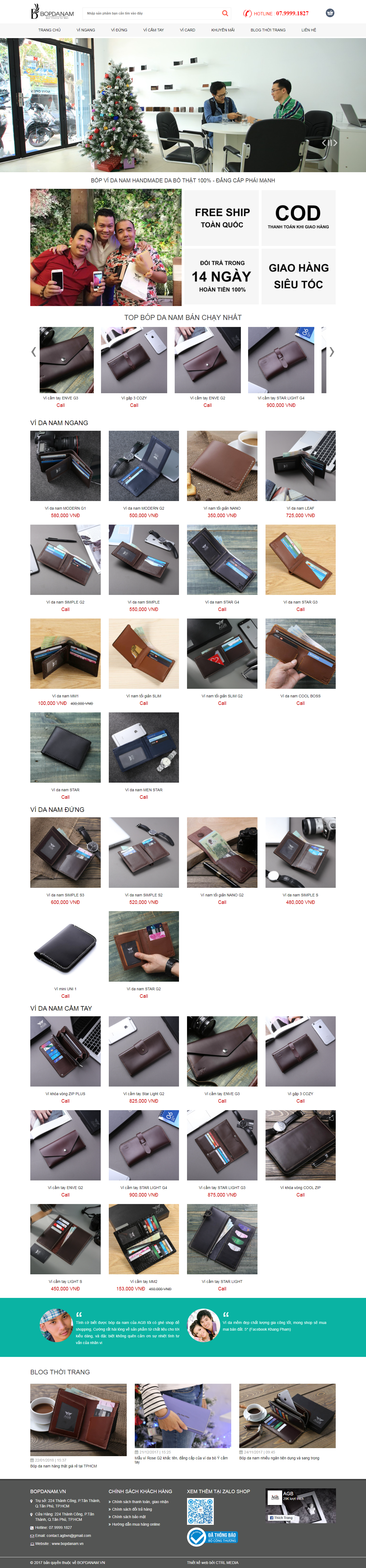 Thiết kế Website web bán ví cho nam - bopdanamvn