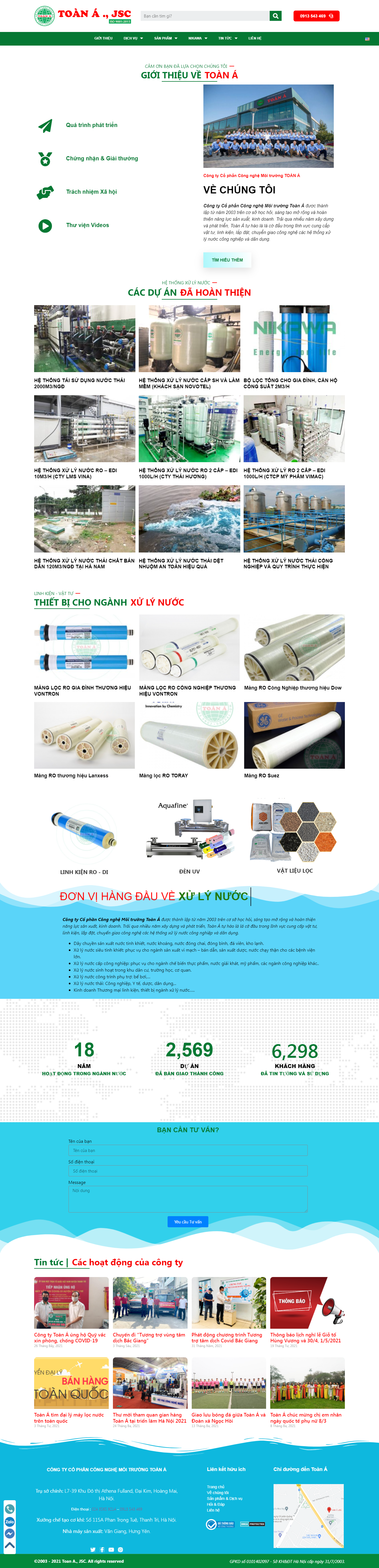 Thiết kế Website web thiết bị xử lọc nước - toanavn