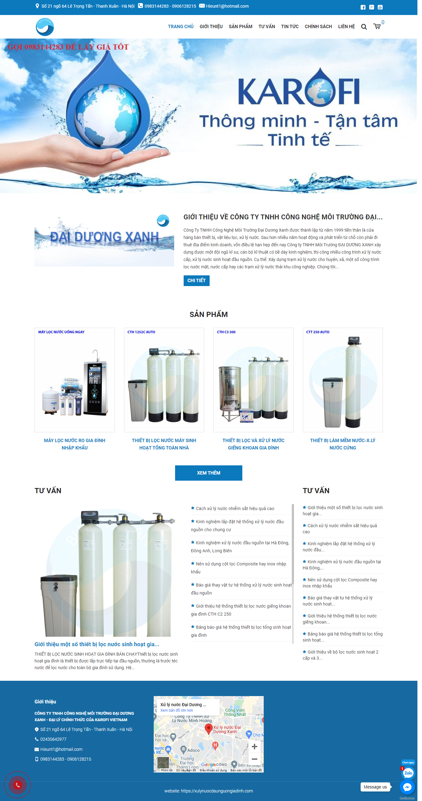 Thiết kế Website web thiết bị xử lọc nước - xulynuocdaunguongiadinhcom