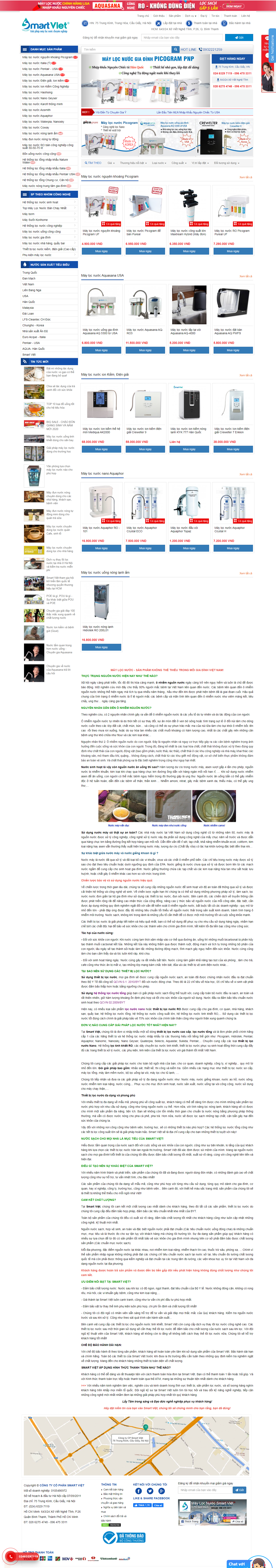 Thiết kế Website web thiết bị xử lọc nước - maylocnuocsmartvietcom