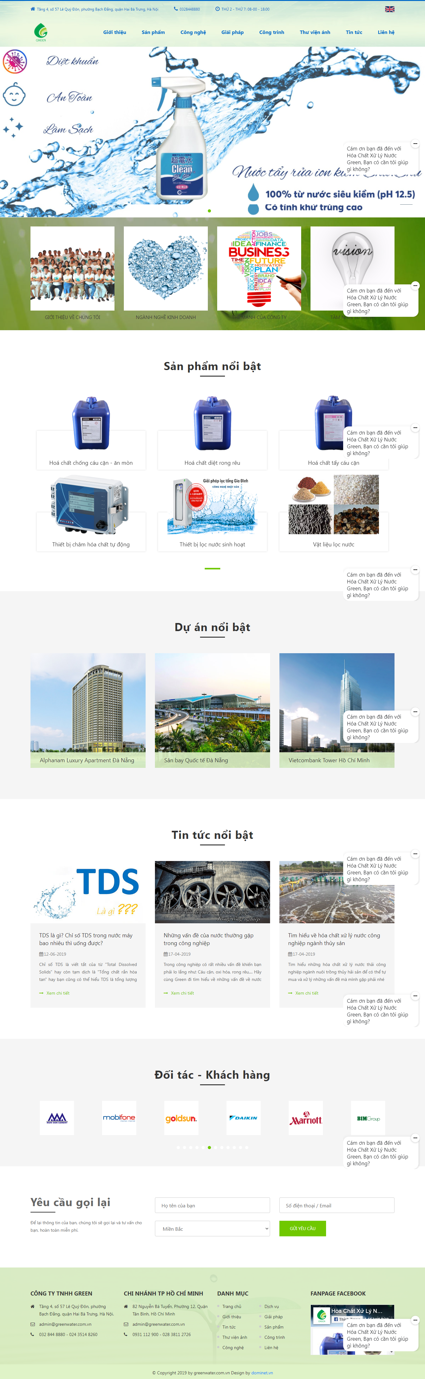 Thiết kế Website web thiết bị xử lọc nước - greenwatercomvn